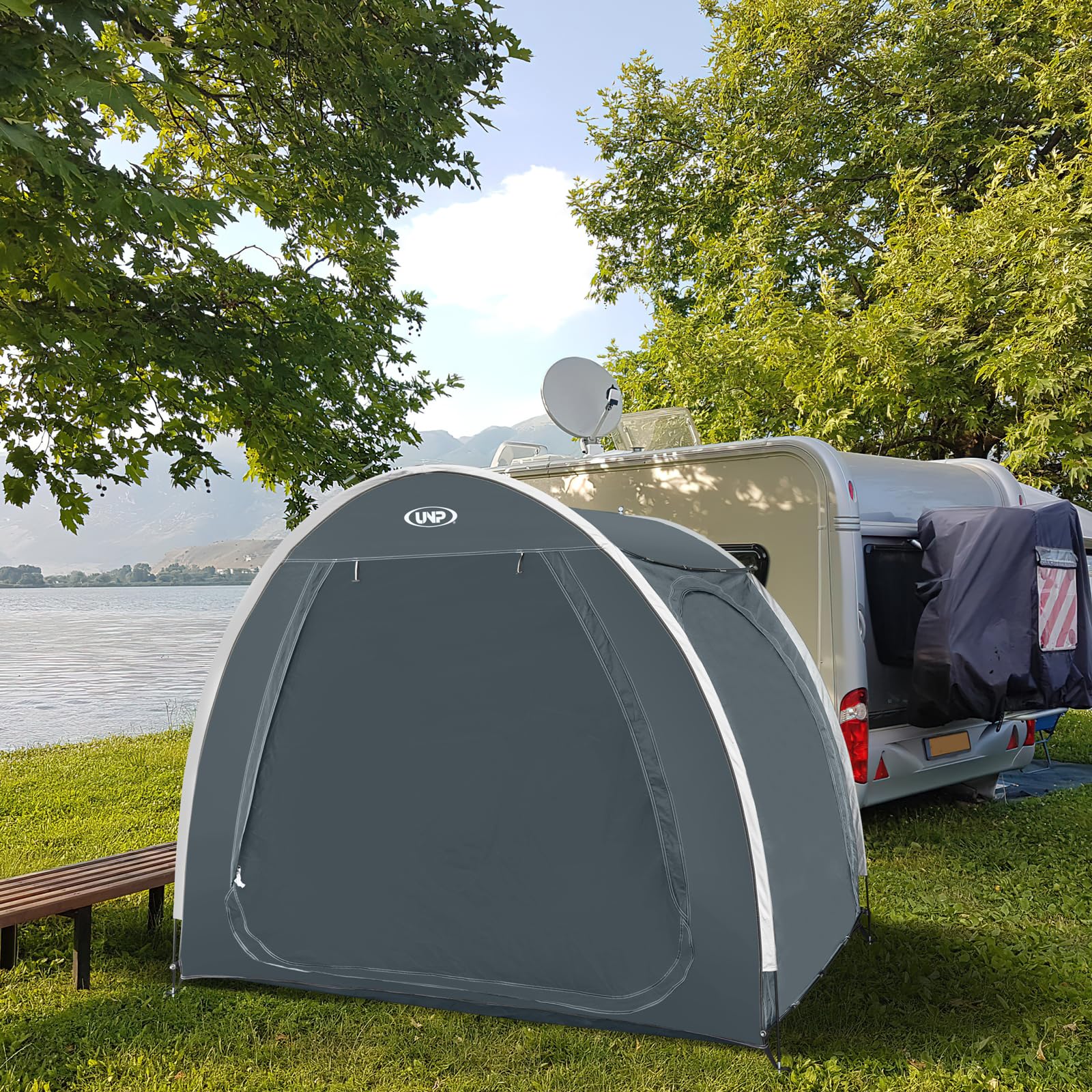 UNP Tenda per capanno per biciclette, portatile, per esterni, con tessuto Oxford 210D spesso PU4000, impermeabile per 1/2/3/4 biciclette, copertura per biciclette, tosaerba, attrezzi da giardino