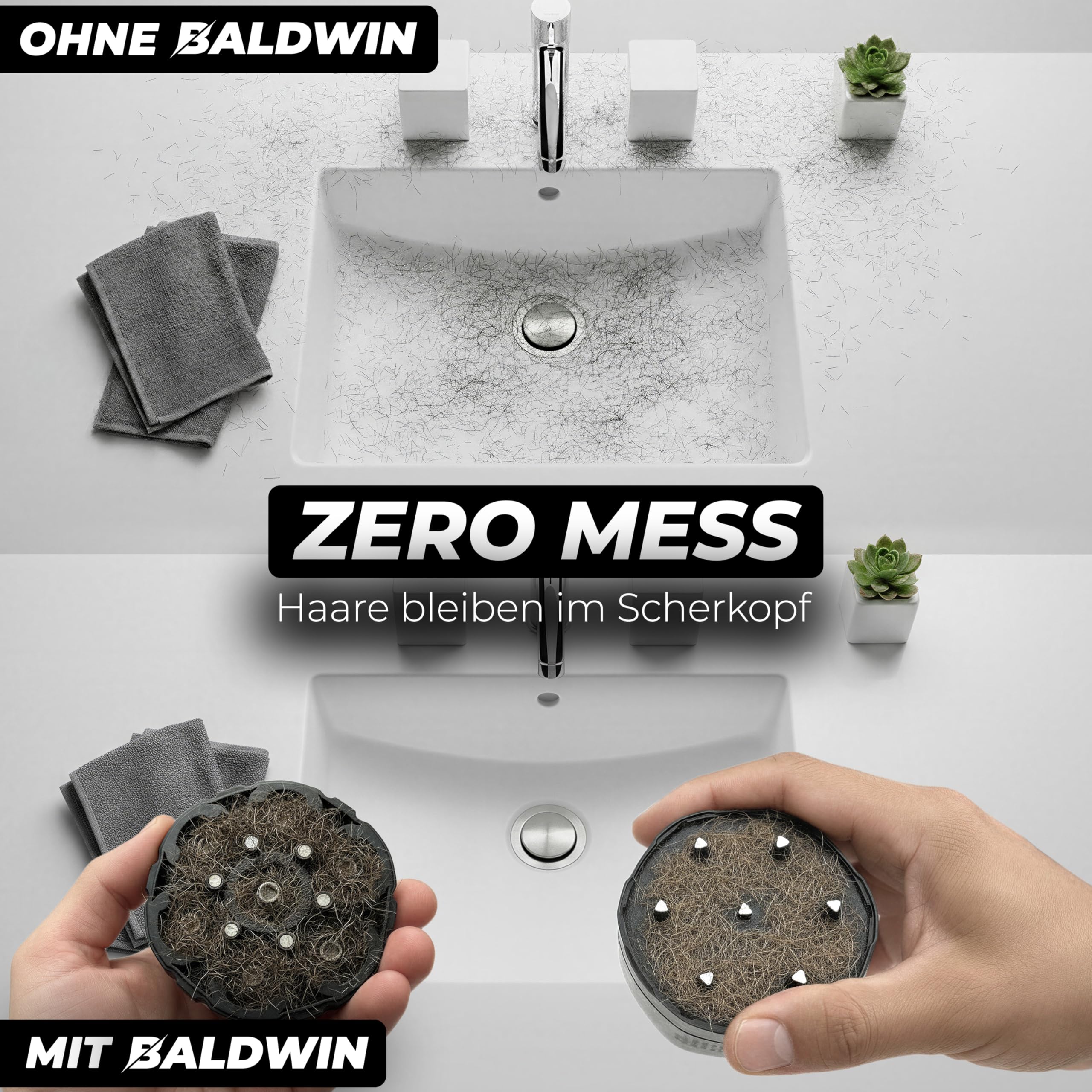 BALDWIN Glatzen Rasierer Herren – Glatzenrasierer 7D mit Magnetischen Scherkopf | Kopfrasierer Glatze | Bold Shaver Kopf | Head Shaver, Trocken und Nass Rasur, Wasserdicht, Kopf Rasierer