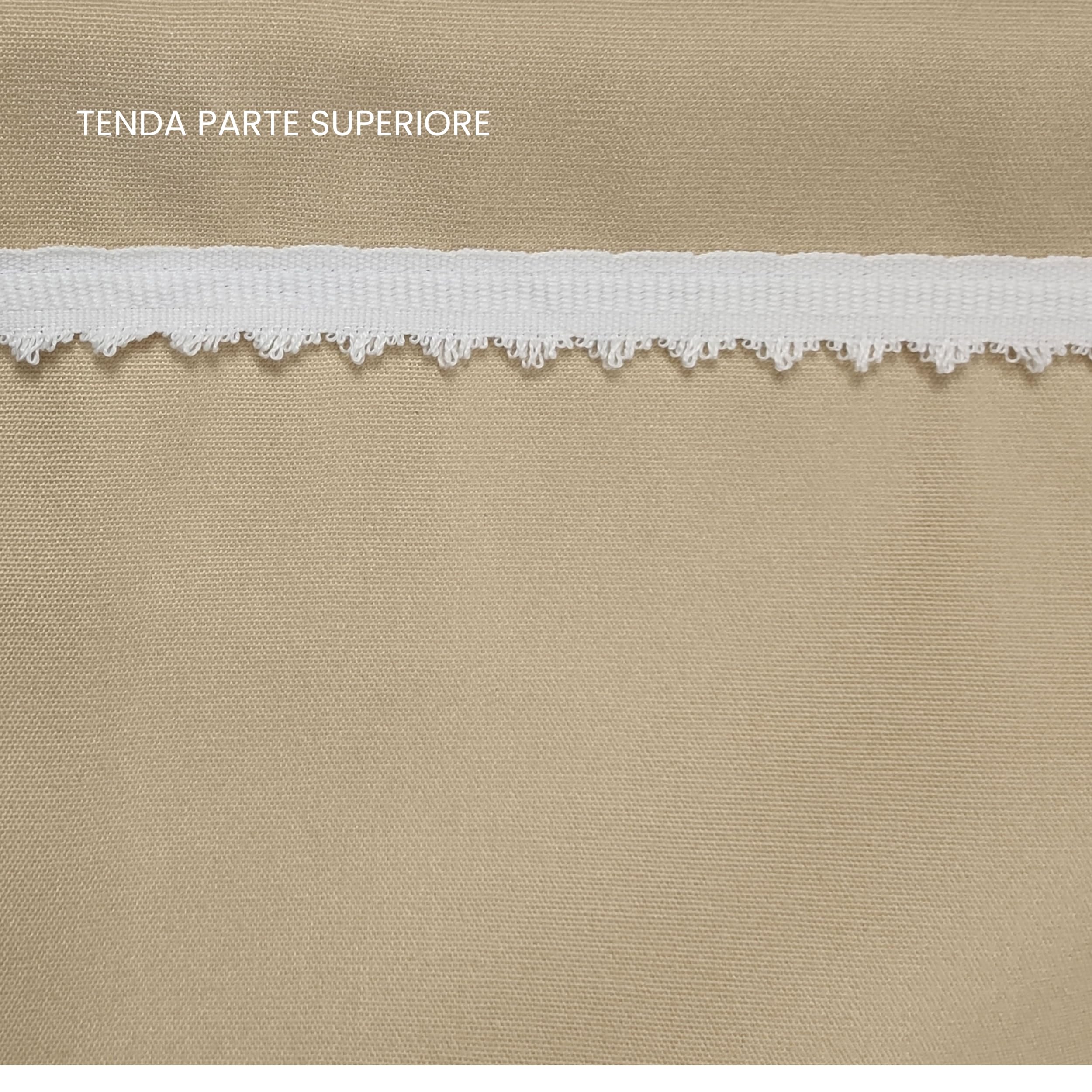 Panini Tessuti Tenda da Sole confezionata, molto resistente per esterno in 100% Acrilico con anelli, ganci e passamaneria a frangia, 140x250 cm, ideale per terrazzi verande balconi.
