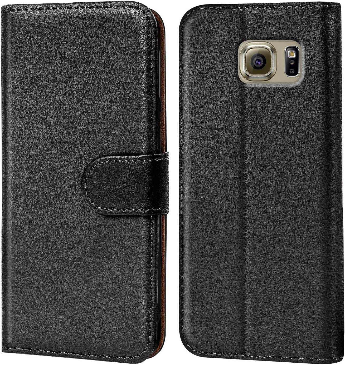 Verco Funda para Samsung Galaxy S6, Telefono Movil Case Compatible con Galaxy S6 Libro Protectora Carcasa, Negro