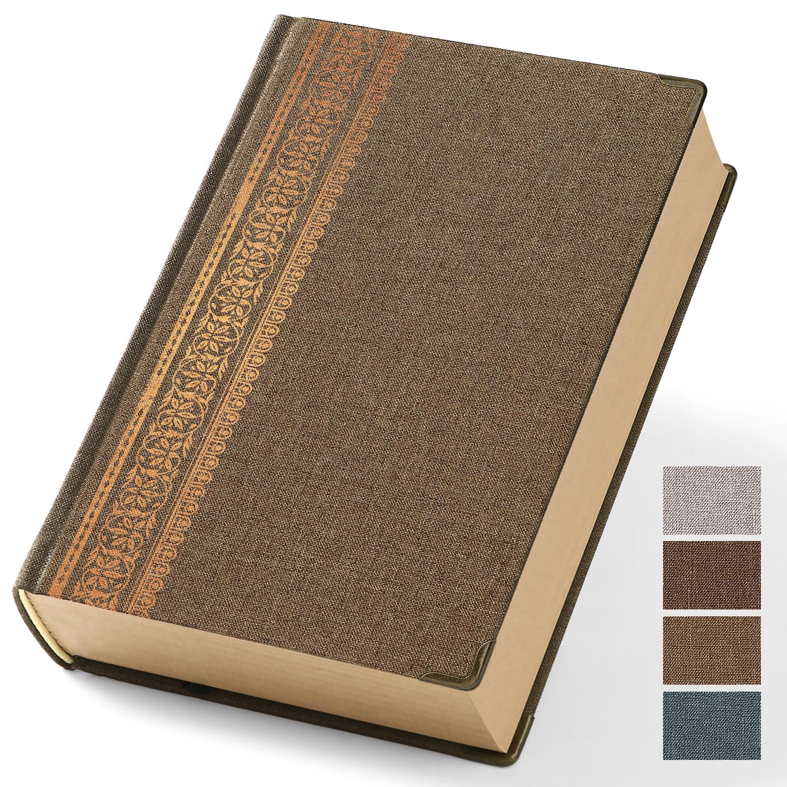 Vintage Hardcover Notizbuch A5 Journal - 384 Seiten Dickes Kraftpapier (100GSM), Leinenstoffeinband mit goldenen Eckenschutzen, Schreibtagebuch für Damen und Herren, Reisetagebuch, Büro & Schule