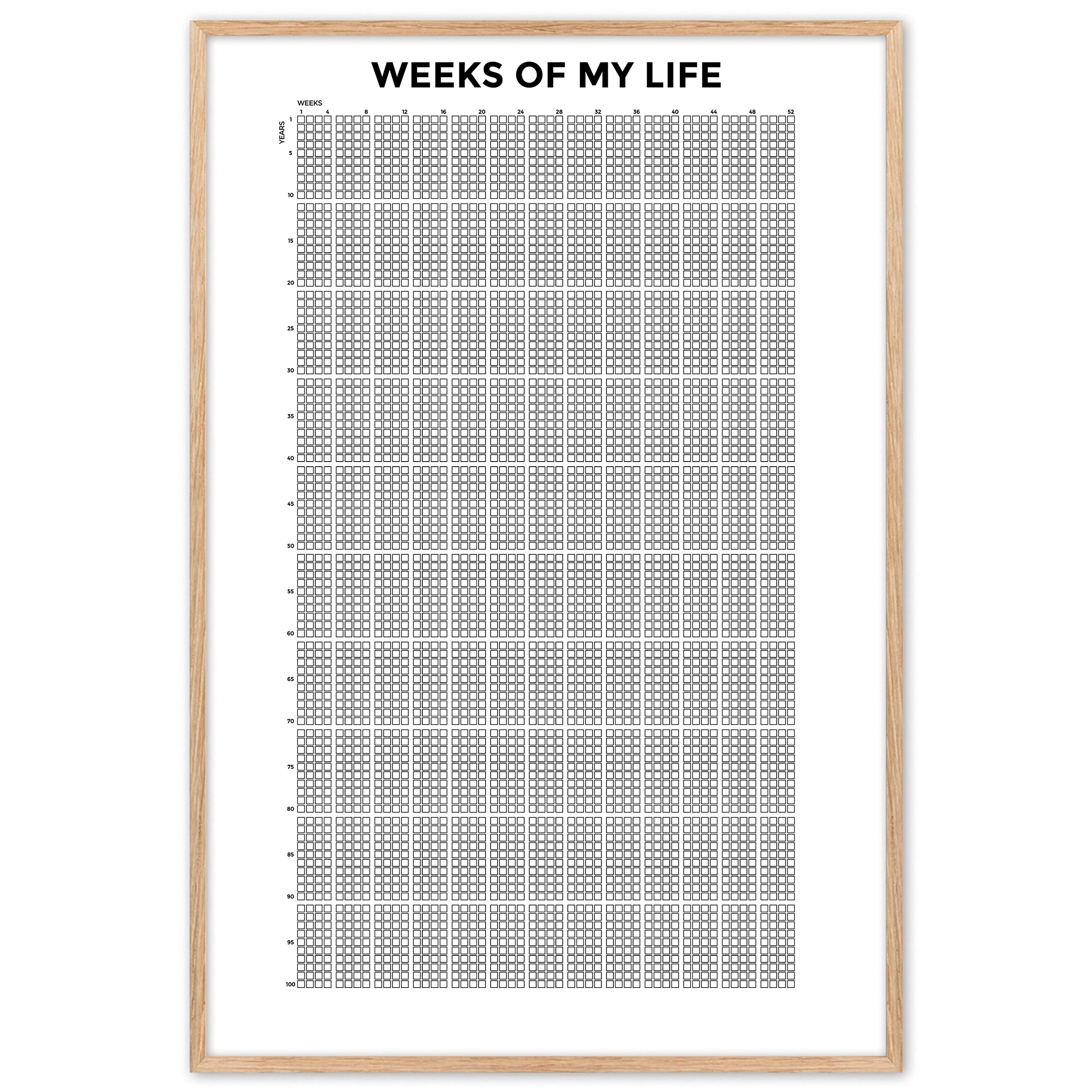 Weeks Of My Life Poster - 12x18 Inch Memento Calendar, My Life Calendar In  Weeks, Motivational Life