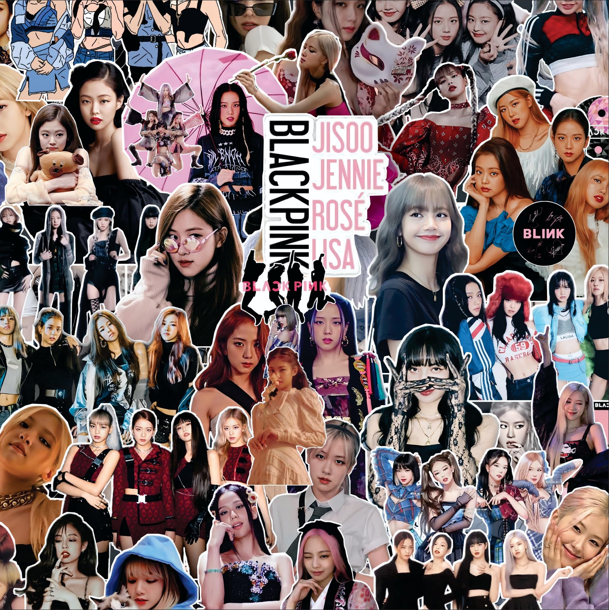 Blackpink Vynil Stickers - Jennie JISOO Lisa Rose - Stickers Suitable for Laptop, Mobile, Doors, Wall Stickers - Best Gift for Blackpink Fan Girls & Boys Pack of 33 Stickers (34) (B0D62KJQDX) Amazon Price History, Amazon Price Tracker