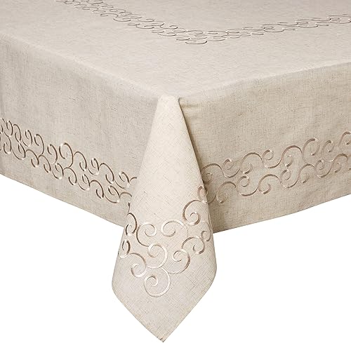 SARO LIFESTYLE Swirling Collection - Mantel con diseño, 67 x 120 pulgadas, natural