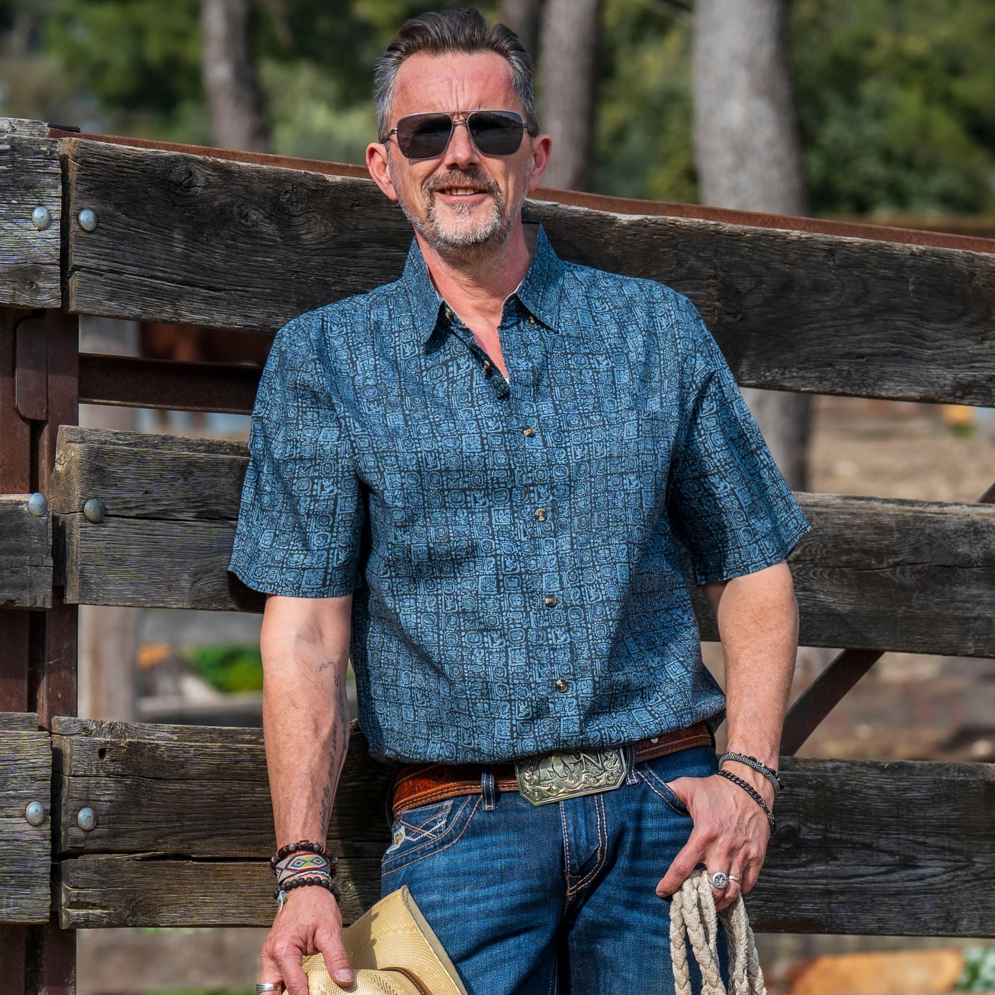 Dubinik Camisas Manga Corta Hombre Algodón A Cuadros Casual con Bolsillos