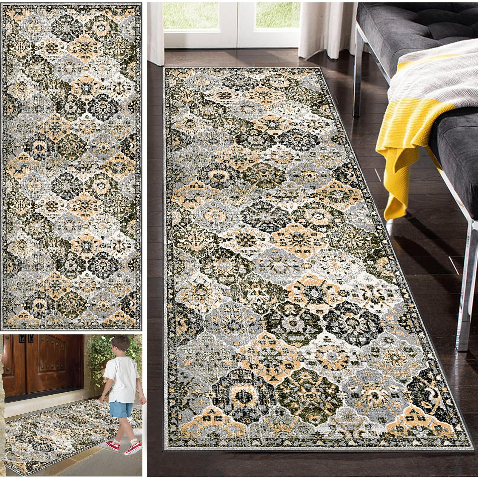Tapis de couloir moderne pour sublimer votre entrée avec un motif abstrait