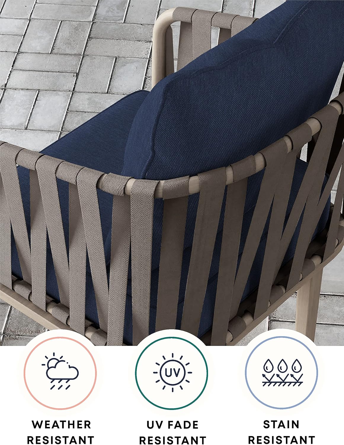 Honeycomb Outdoor Stripe Poolside Deep Seating Patio Cushion Set: Resilient Foam Filling, Weather Resistant and Stylish Set, Seat: 24" W x 23" D x 6.5” T; Back: 27" W x 24” L