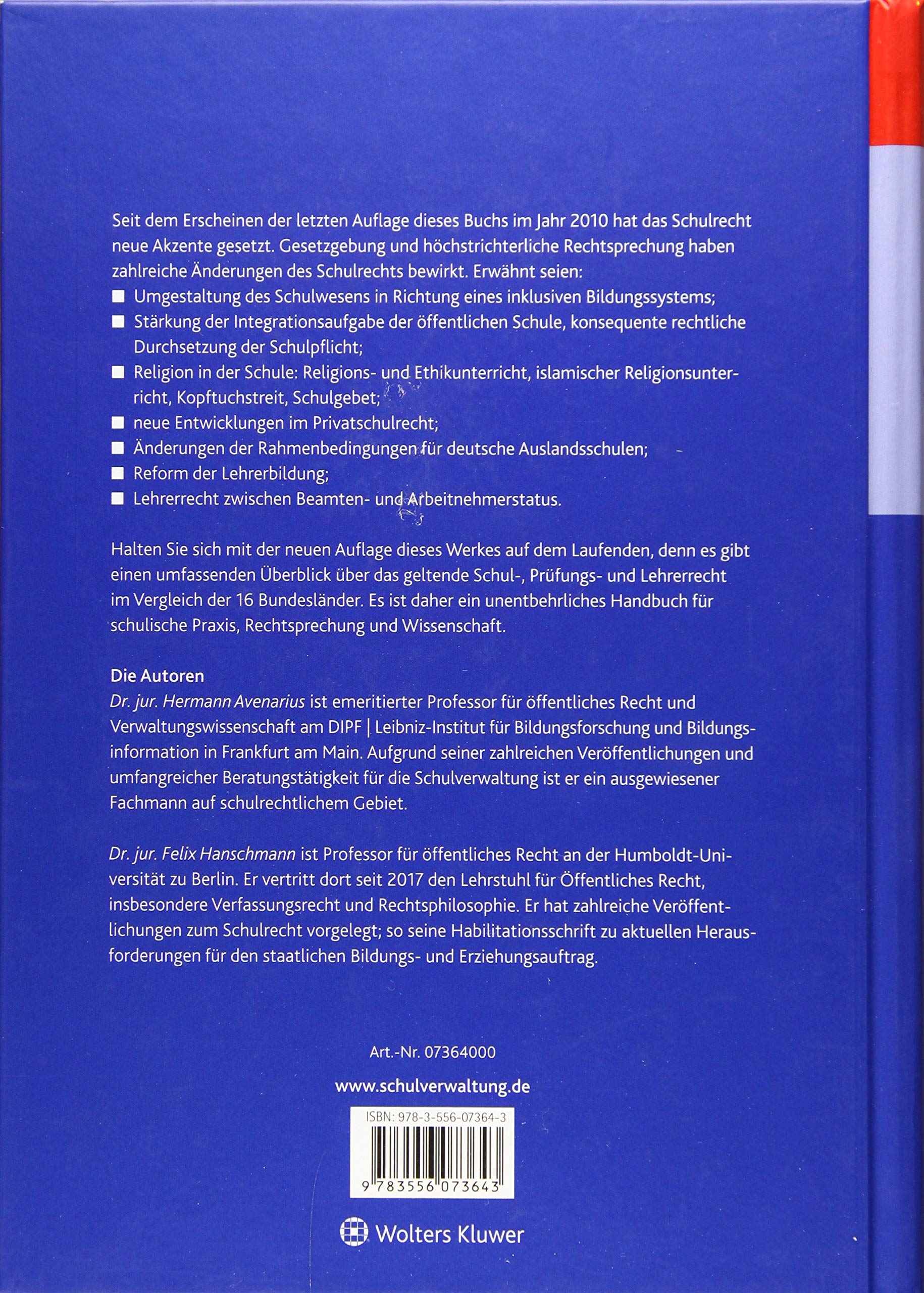 Schulrecht: Ein Handbuch für Praxis, Rechtsprechung und Wissenschaft