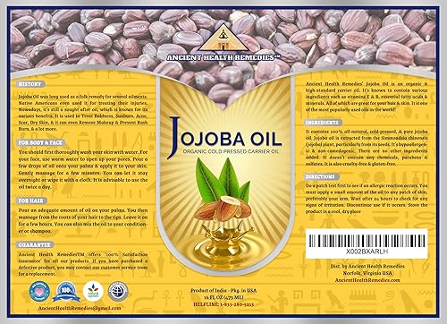 Miniatura 7 de Ancient Health Remedies Aceite orgánico prensado en frío JOJOBA Aceite portador a granel para belleza, piel, cabello hidratante DIY potenciador para