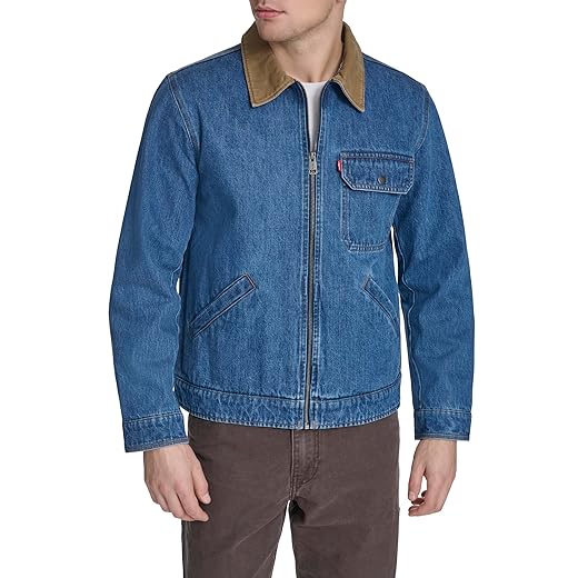 Levi's Jaqueta masculina de algodão com gola de veludo cotelê