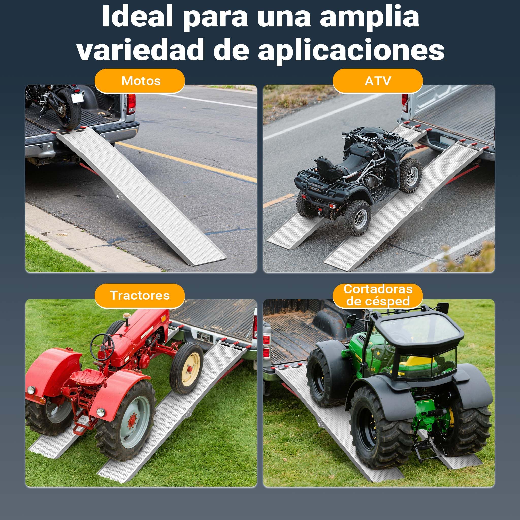 Rampa Carga Motocicletas ATV Aluminio Plegable Quads Motos Vehículos Ayuda Transporte 215cm 340kg
