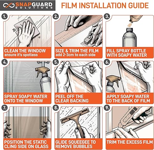 Miniatura 9 de DIY-Snapguard Solutions - Película unidireccional para ventana, control de calor y protección UV, tinte para ventanas, 3 pies x 10 pies