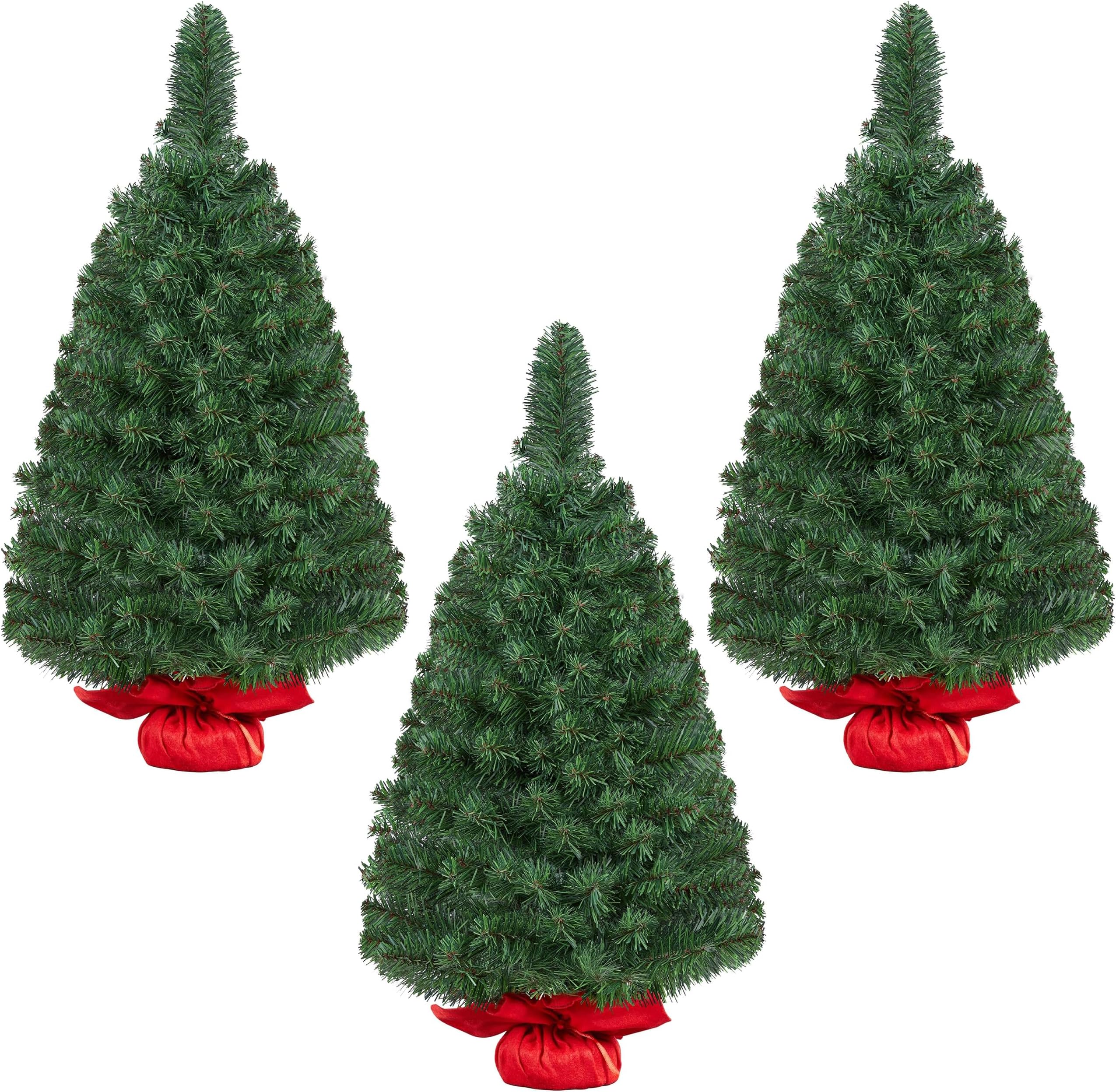 Yaheetech 3ft Tabletop Artificial Mini Christmas Tree Includes Cloth Bag Base for Bedroom Table Desk Porch, Little Xmas Tree for Home Office Holiday Decor, 3 Pack