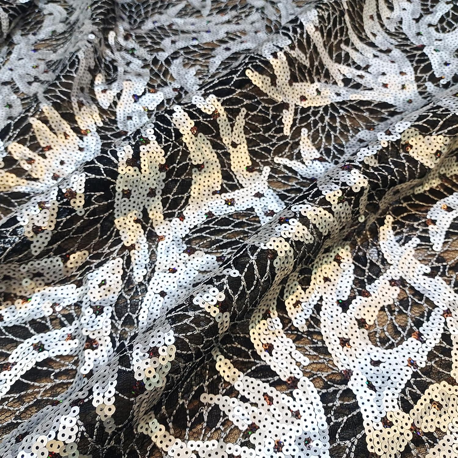 Bestway African Lace Fabric 5 Yards Silver Sequins Embroidery French Net Nigerian Wedding Party Dress Material