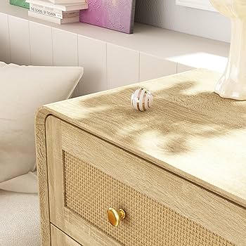 Amazon｜Timechee チェスト タンス 木製 3段 ラタン調