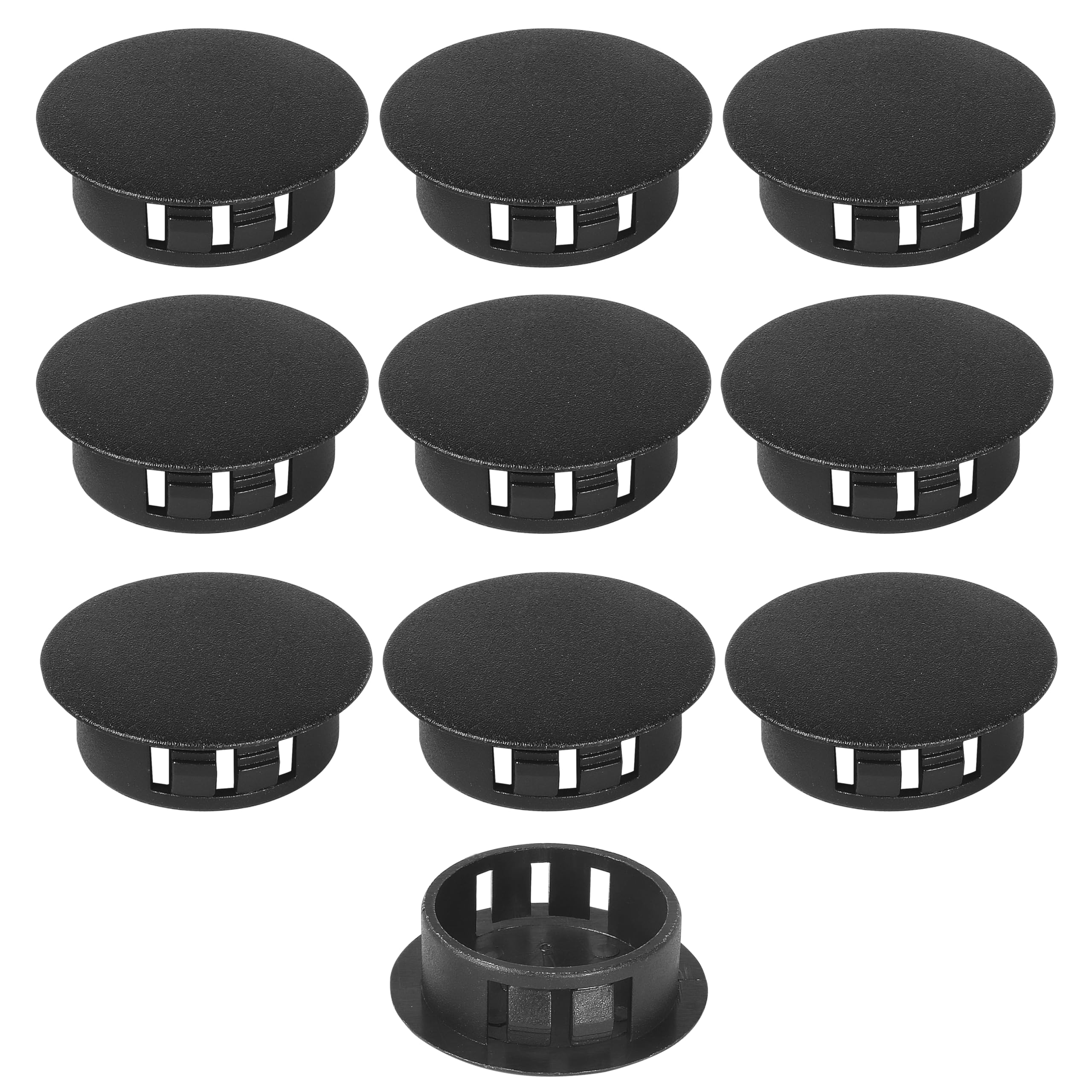 Masendelk 10pcs Plastic Hole Plugs, Snap in Locking Hole Tube Circular Locking Fastener Cover, Insert End Caps for Furniture Fencing Post Pipe - 28mm,