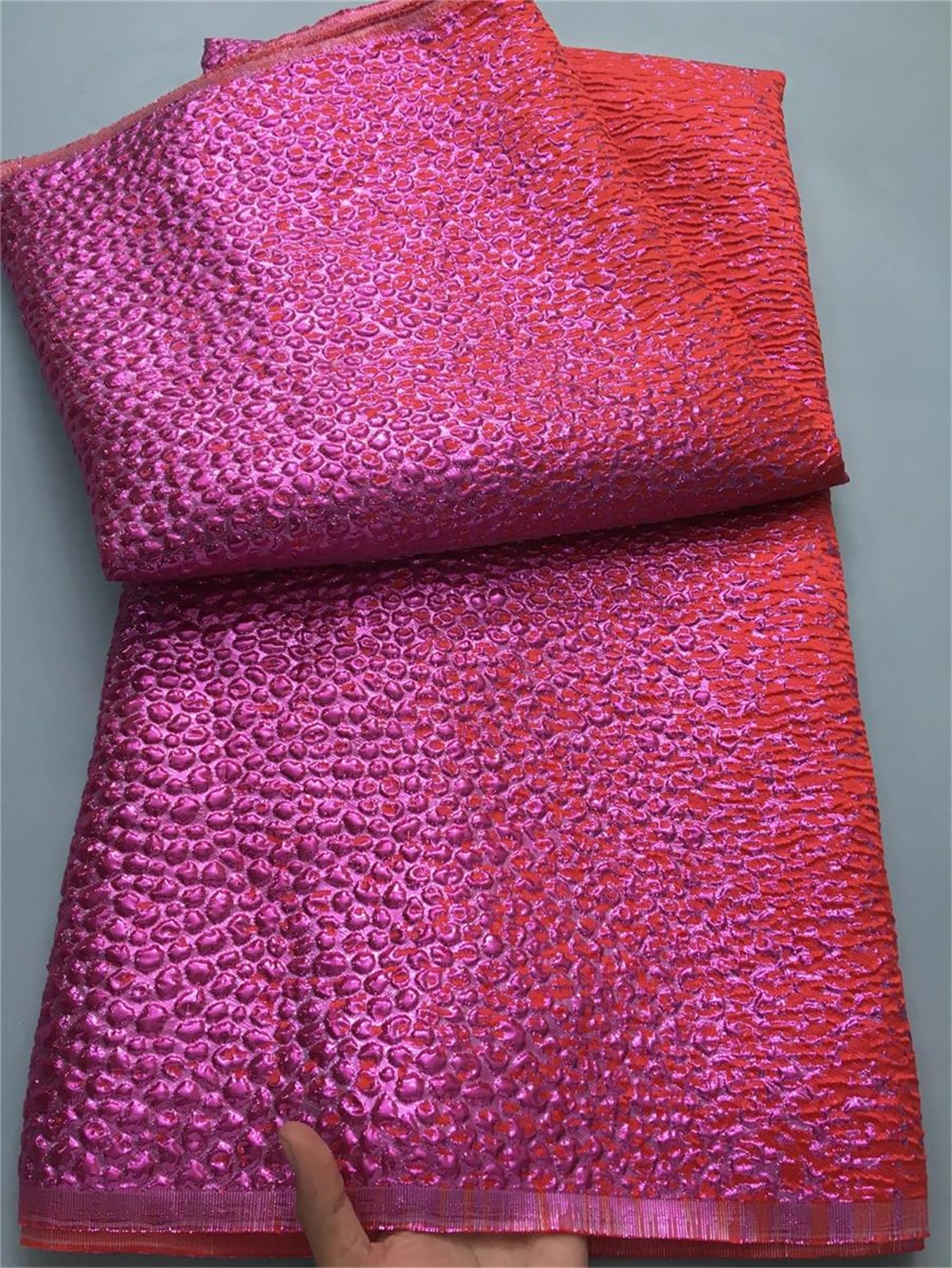 Tkanina organza, 5 jardów wielokolorowej, teksturowanej tkaniny ślubnej z organzy poliestrowej z brokatem i koronką, 120 cm(3 Brocade Lace)