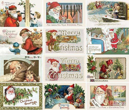 Miniatura 2 de PIXILUV Christmas Santa (paquete de 12) tarjetas de notas pequeñas tarjetas de felicitación # Joyful Christmas Santa Claus  postales de Navidad