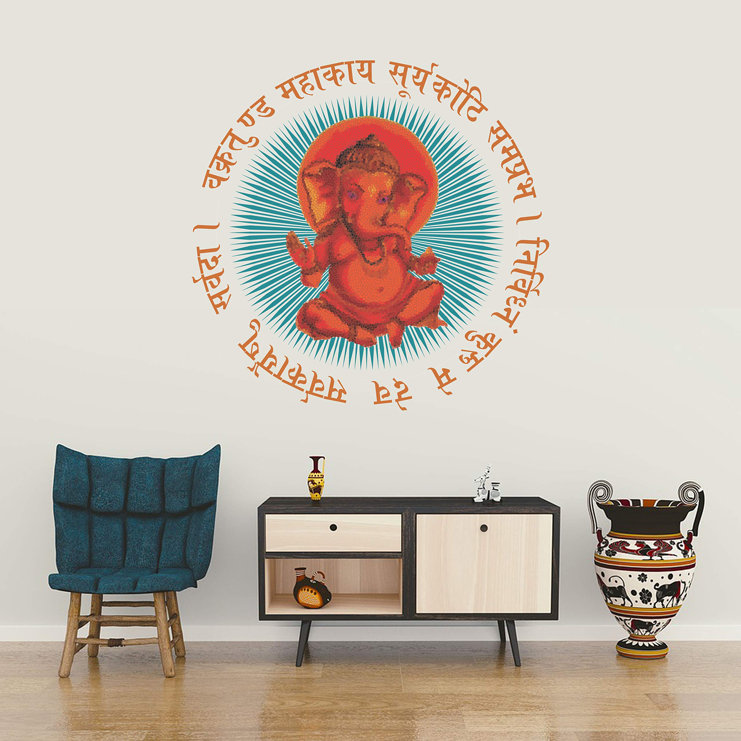 MINTKRAFT Vinyl Ganesha Decal Ganesh Chaturthi Wall Sticker with Mosaic Effect & Ganesh Mantra for PUJA Room, Living Room, HOMESPACE & Office, Home DÉCOR, Decorative Stickers, Size: 12" X 12", MDC1 (B07QYMSF19) Amazon Price History, Amazon Price Tracker