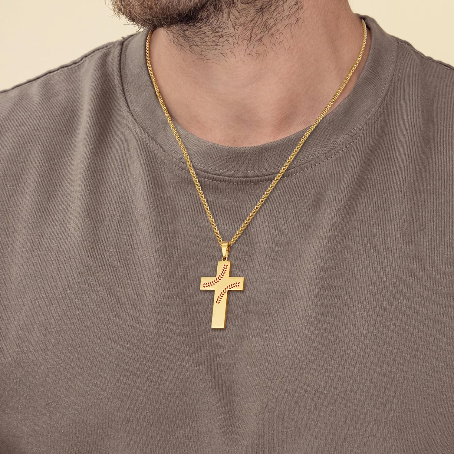 Zocomi Baseball Cross Necklace for Boys Men, Stainless Steel Cross Pendant Chain 24 Inches, Inspirational Bible Verse Religious Gift - Image 3