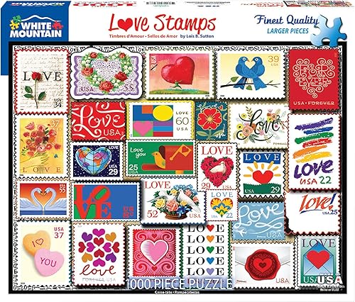 Miniatura 2 de White Mountain Puzzles Love Stamps - Rompecabezas de 1000 piezas