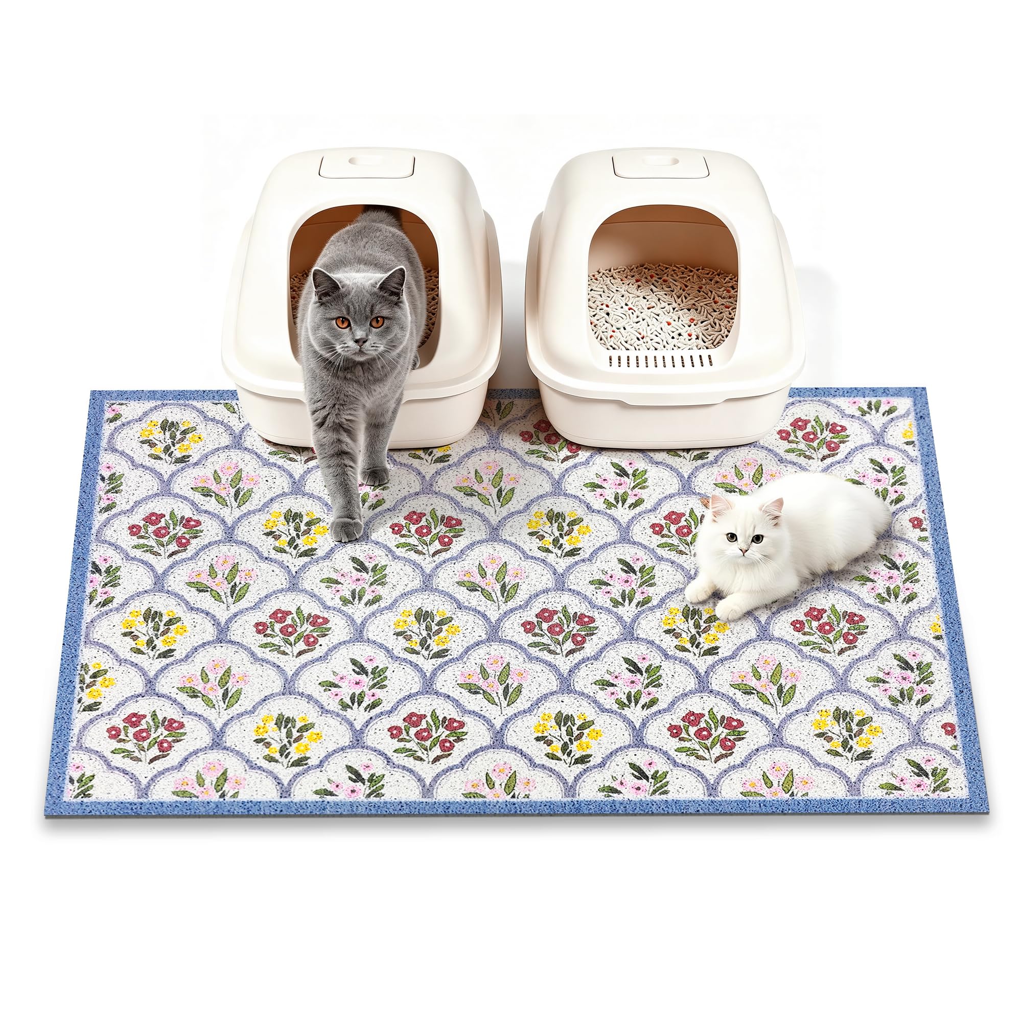 YOSEPATI Cat Litter Mat, 89x58cm Cute kitty litter mat, Litter Catcher Mat