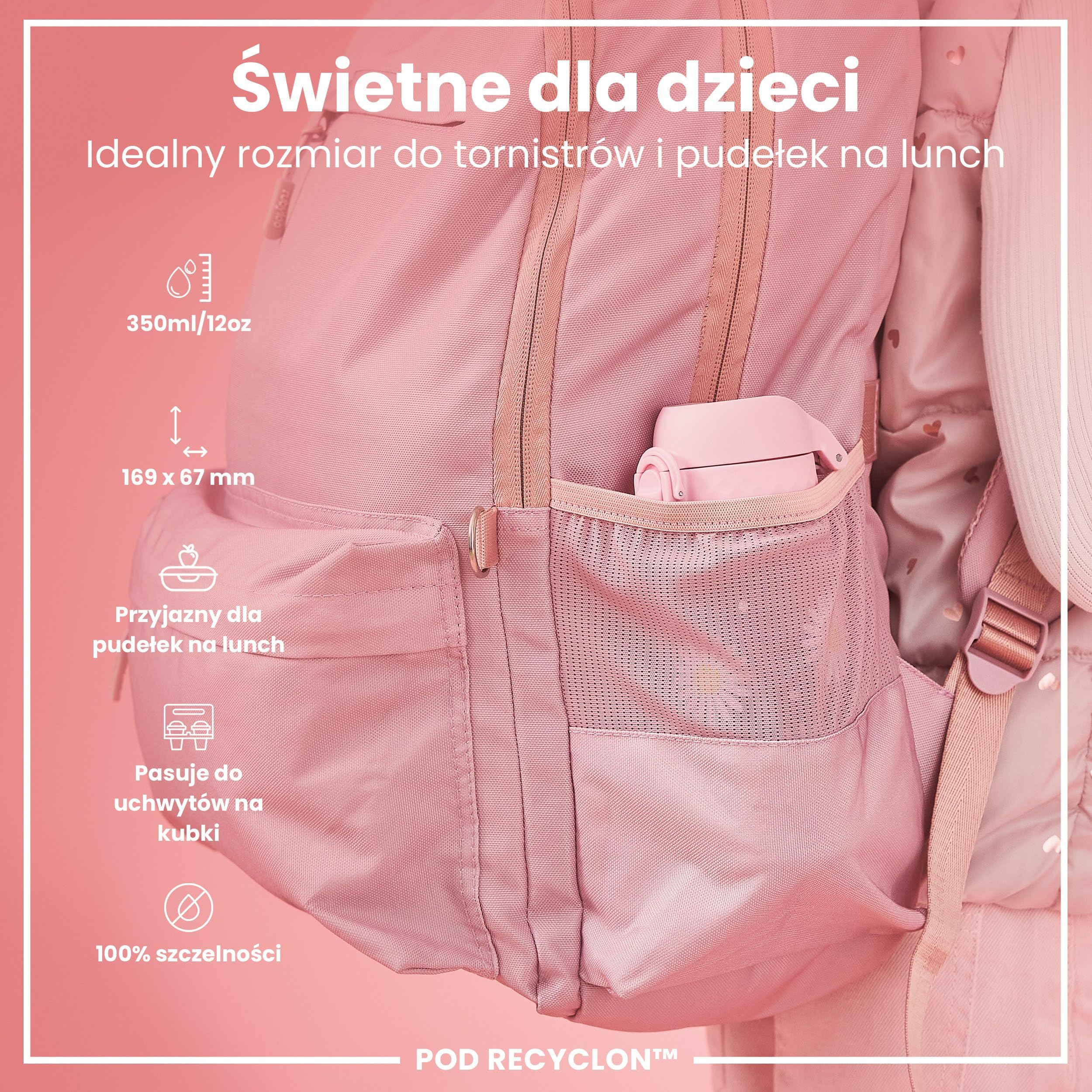 ION8 Butelka dla Dzieci, 350 ml/12 oz, Szczelna, Łatwa do Otwarcia, Bezpieczny Zamek, Można Myć w Zmywarce, Bez BPA, Uchwyt do Przenoszenia, Łatwa do Czyszczenia, Bezwonny, Stokrotki