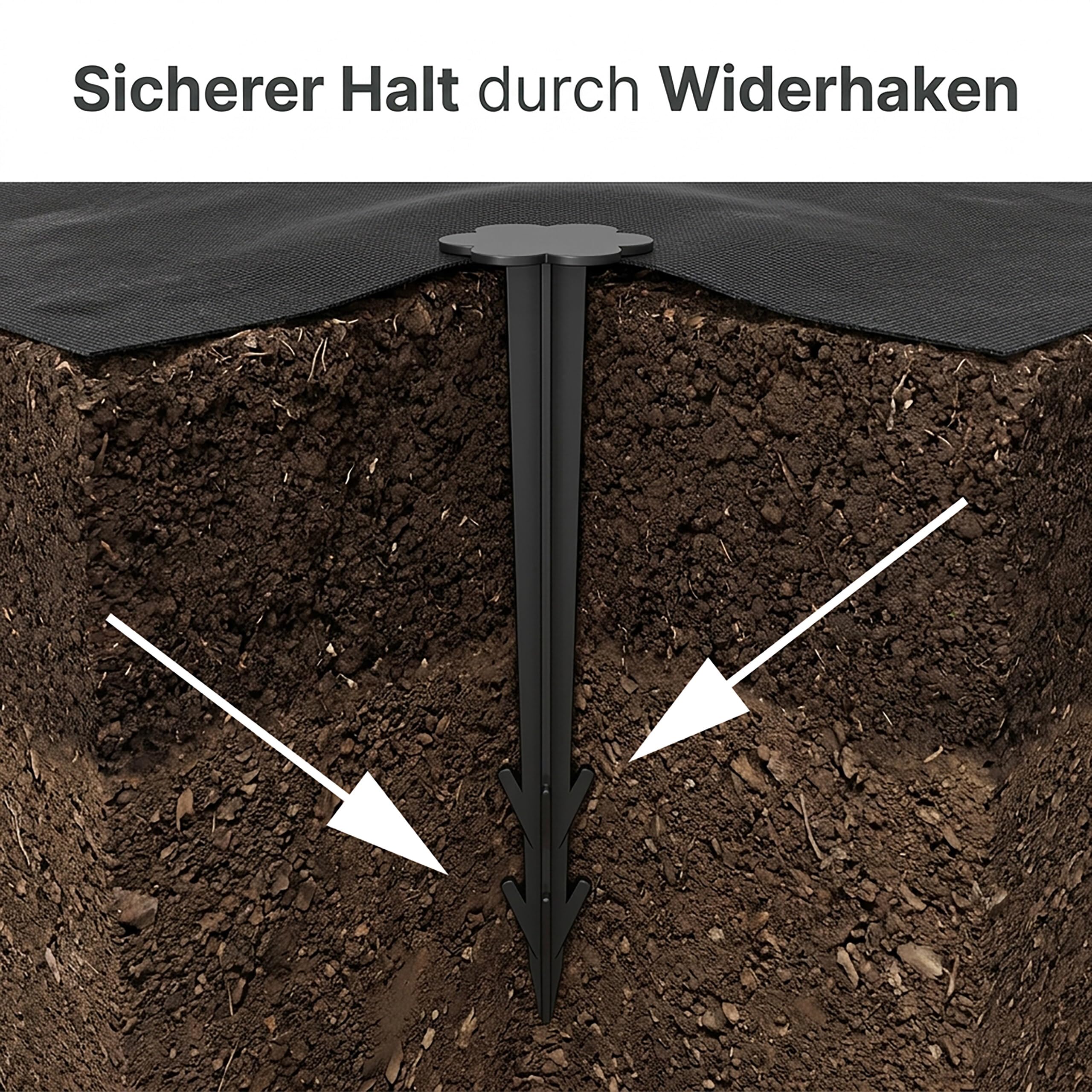Relaxdays Erdnägel Kunststoff 11cm 1000er Set Bodenanker, schwarz