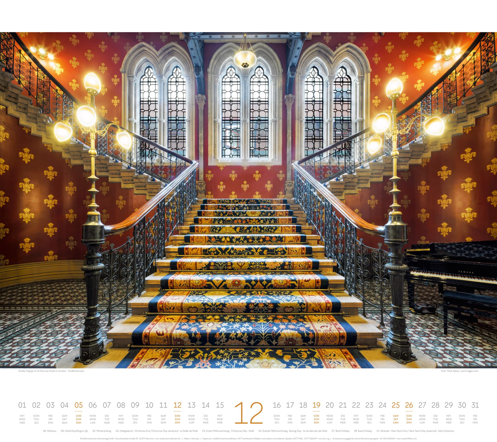 Treppen Kalender 2027 | Bildstarker Architektur-Kalender im großen Querformat (54x48 cm) | Architektonische Meisterwerke | Wendeltreppe