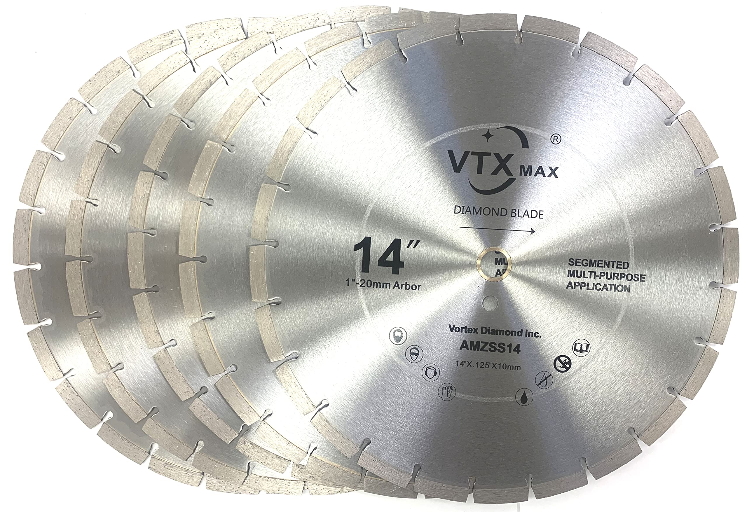 (5 Pack) VTXMax 14 inch Dry or Wet Cutting General Purpose Segmented High Speed Diamond Saw Blades for Concrete Stone Brick Masonry (14" - 5 pcs)