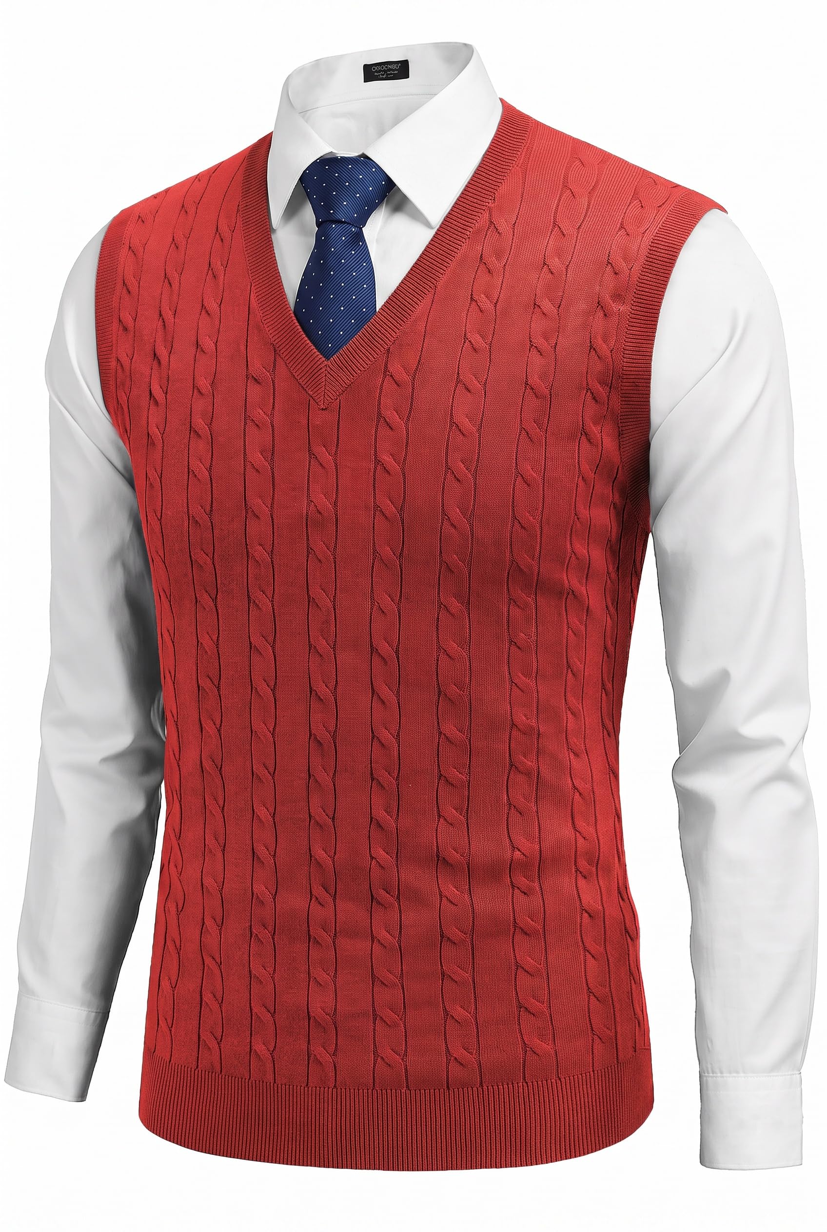 COOFANDY Men's Sweater Vest Cable Knitted V Neck Slim Fit Sleeveless Pullover Sweater