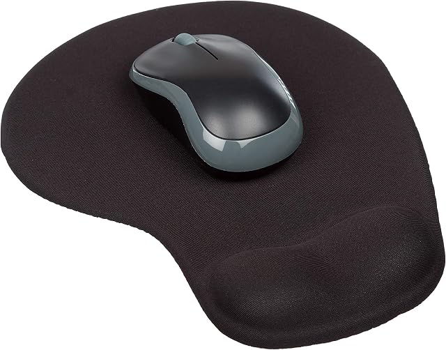 Black Mouse Mat with Wrist Support - Gel Ergonomic Mouse Pad Wrist Support - Non-Slip & Smooth Cushioned Computer Large Mouse Mat Wrist Support for Laptop Desk Accessories with Mouse Wrist Support