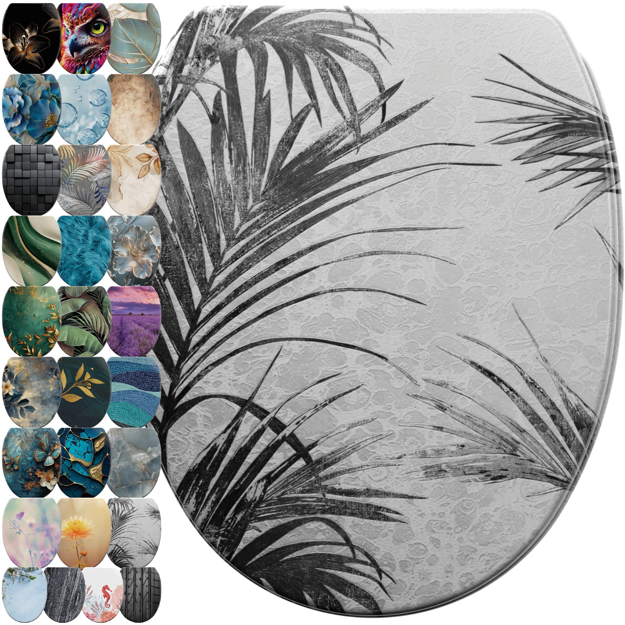Sanilo Palmera Soft Close Toilet Seat With Quick Release, Toilet Lid Detachable At The Press Of A Button, Easy Installation From Above (Palmera)