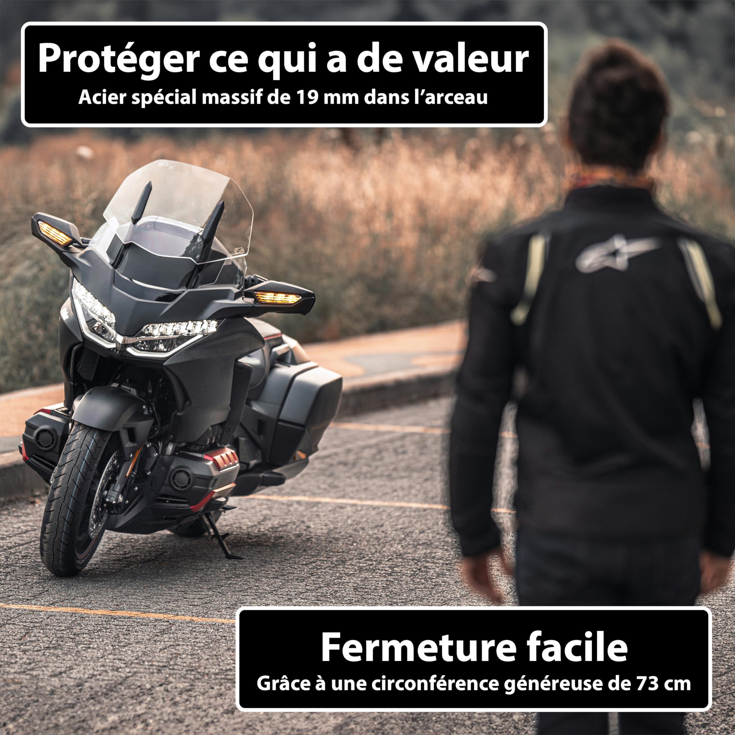 KOHLBURG Antivol en U de haute sécurité niveau 15+, Acier spécial 19 mm | Extrêmement sûr et 2,7 kg massif - Antivol pour moto, scooter, vélo électrique & vélo - U‑Lock vélos électriques & motos