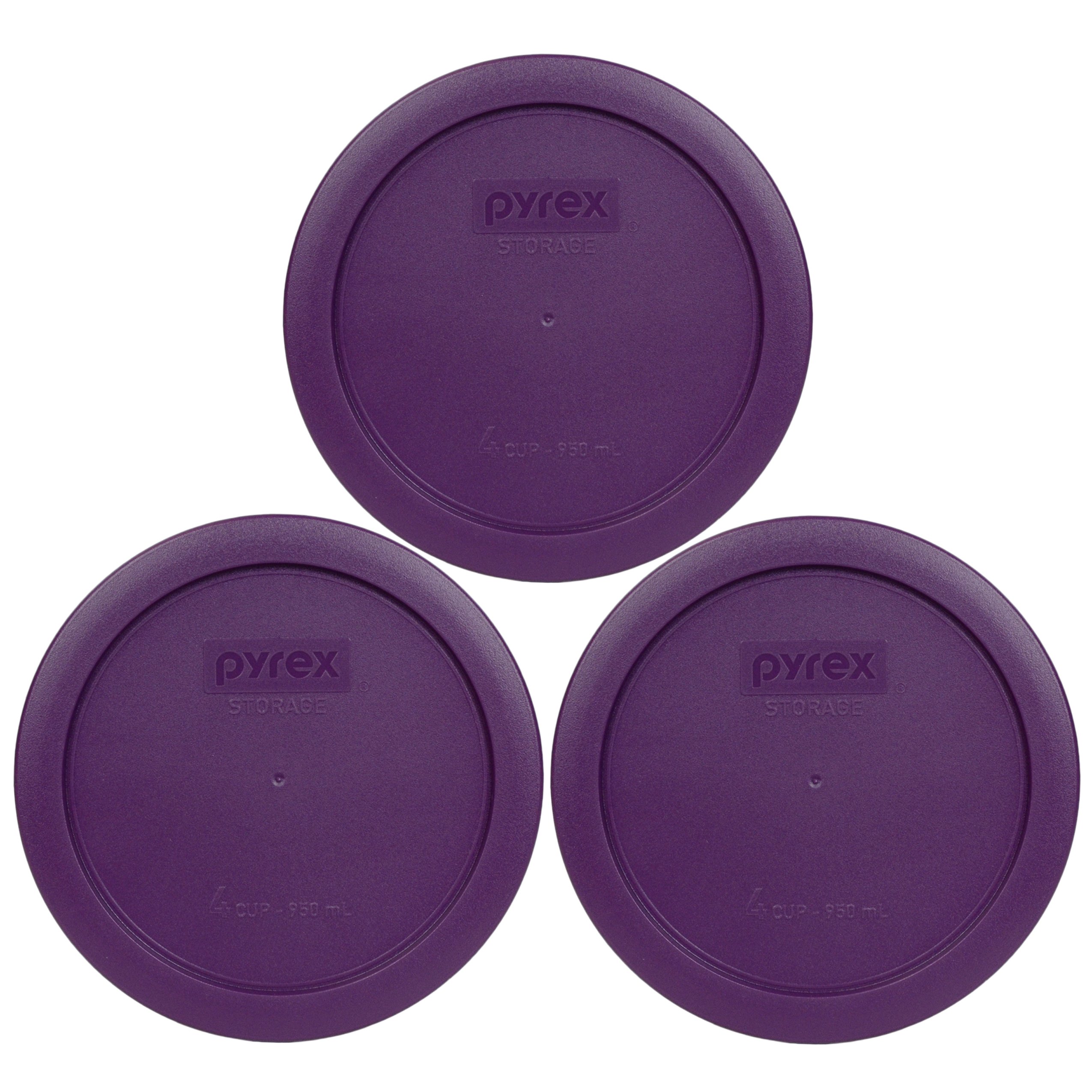 Couvercles Pyrex 7201 en plastique violet pour bol en verre 3 pièces
