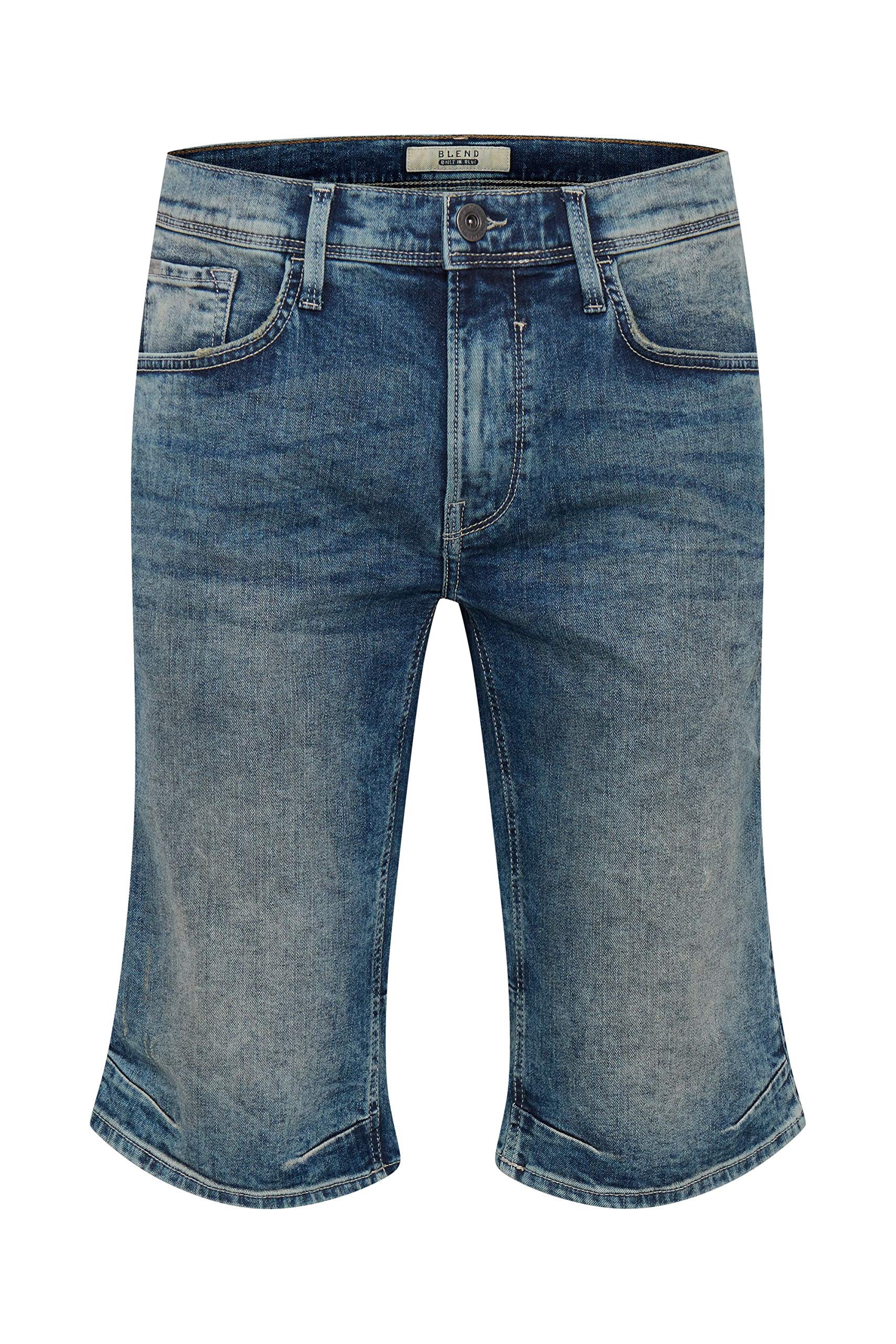 BLEND Denon Men's Denim Jeans Shorts Stretch Regular- Fit, Size:M, Colour:Denim middleblue (76201)