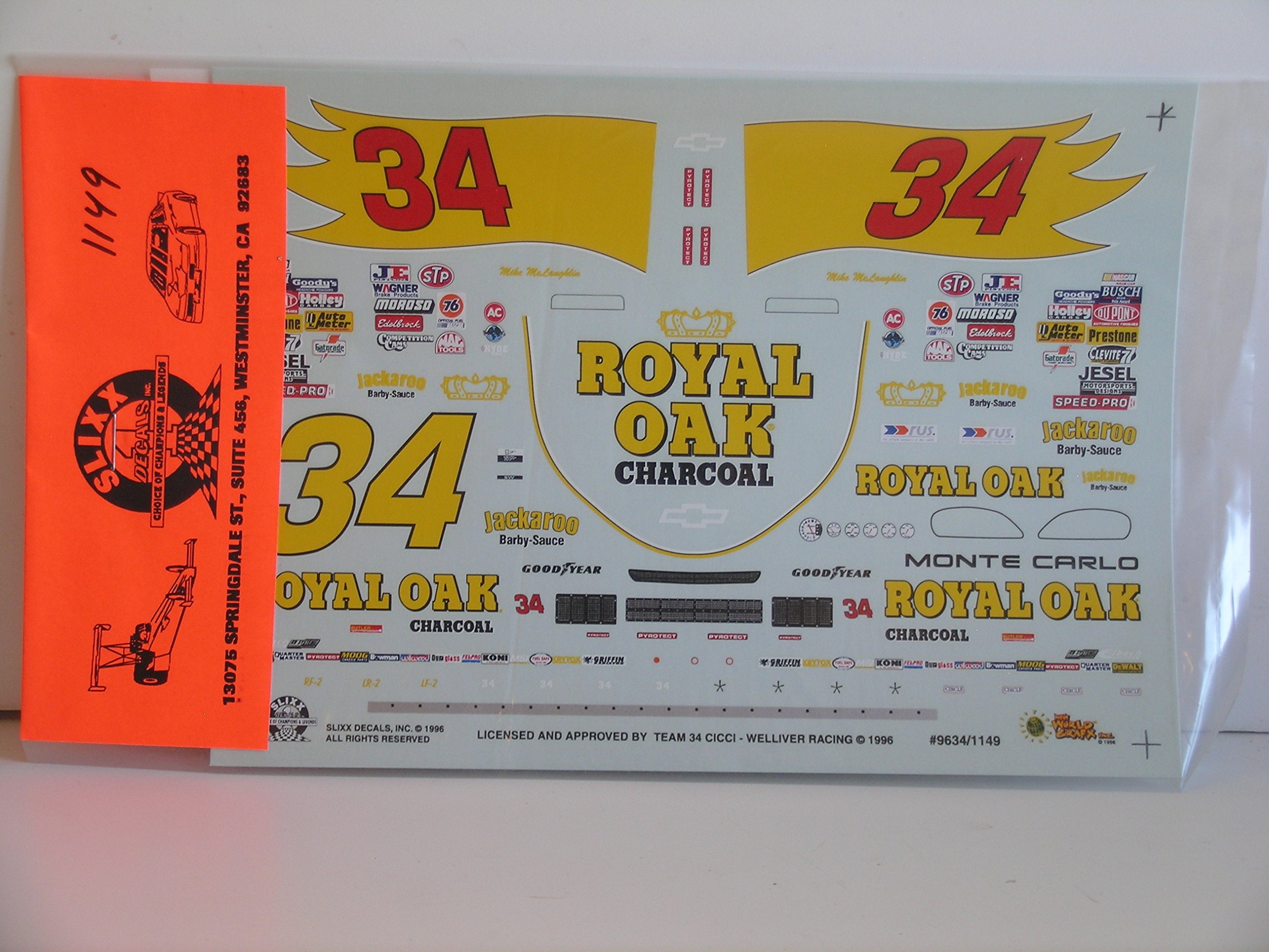 Slixx Decals "Royal Oak Charcoal " Monogram Monte Carlo Stock Car