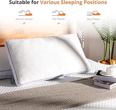 EGOHOME Shredded Memory Foam Pillows, Bed Pillows for Sleeping, Standard Pillow for Side Back Stomach Sleepers, Neck Support Pillow with Washable Removable Cover(King,1 Pack)