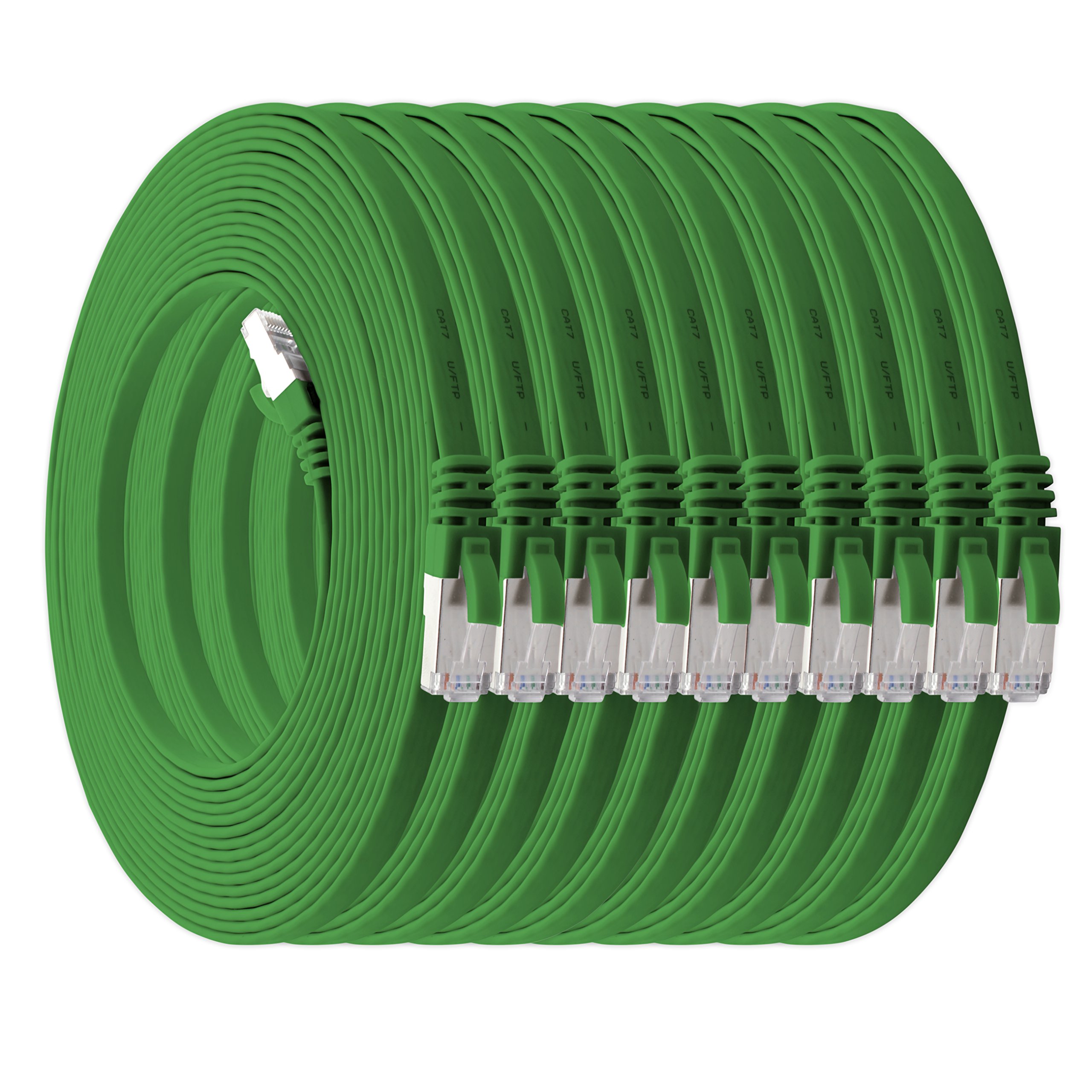 7,5 m - groen - 10 stuks Cat7 platte kabel