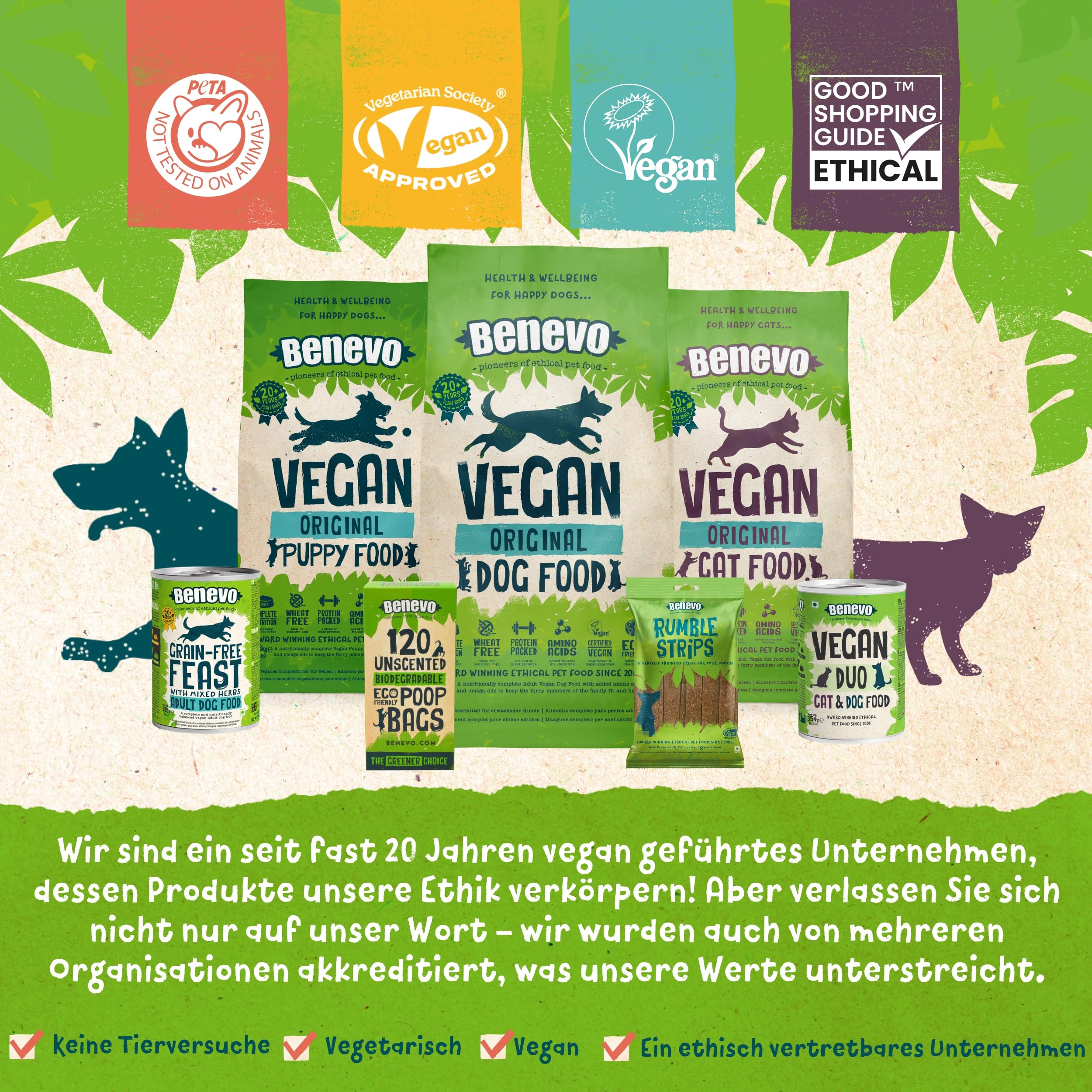 Benevo Biologisch abbaubare Hundekotbeutel 6er Rolls - Kompostierbares Hundezubehör