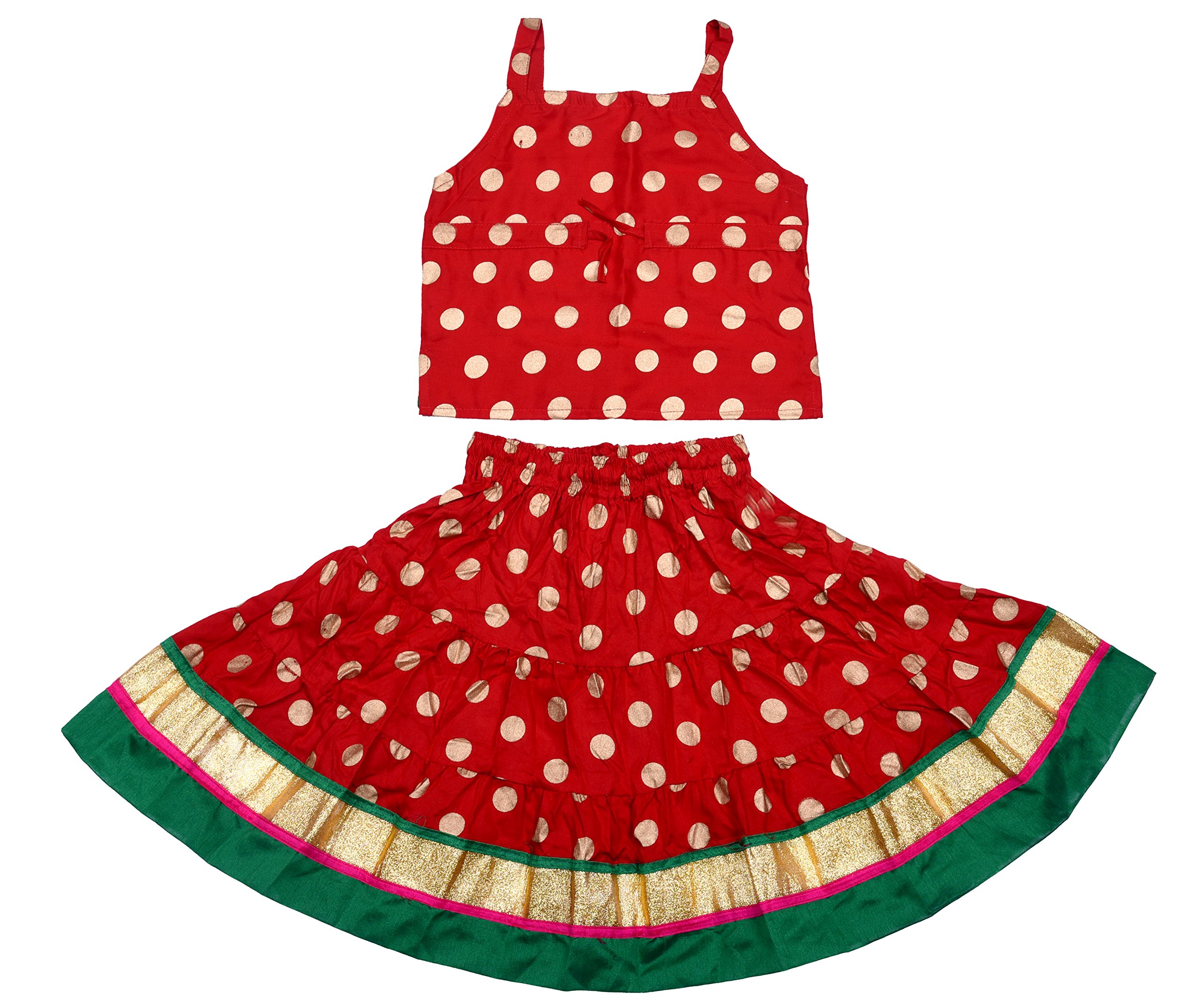 DIAMO Baby Girl Rayon Readymade Lehenga Choli (KID234--6-12Month_Red_6 Months-12 Months)