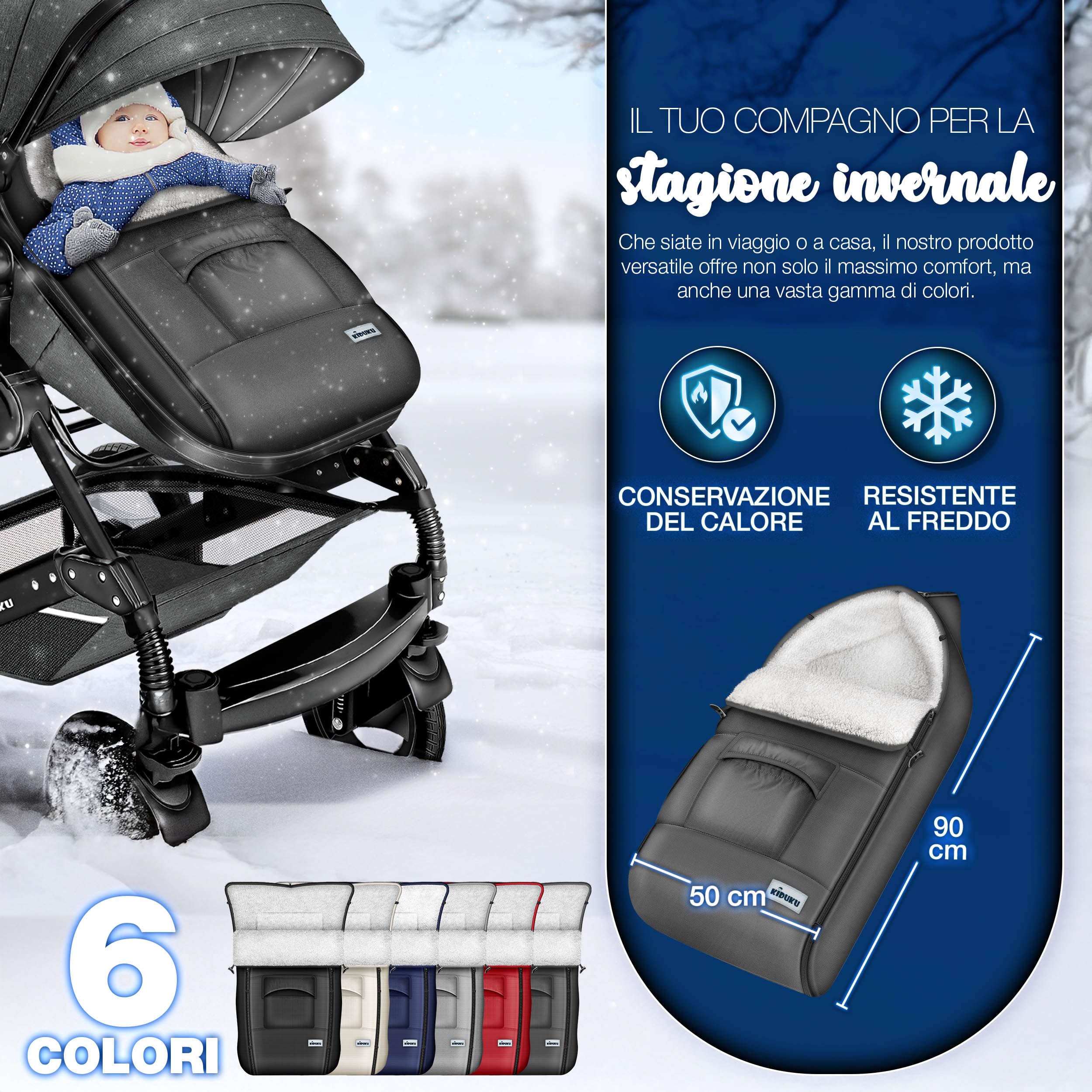 KIDUKU Sacco Passeggino Universale | Sacco Invernale Termico per Culla, Carrozzina | Copertura Impermeabile, Antivento | Con Zip e Tasca