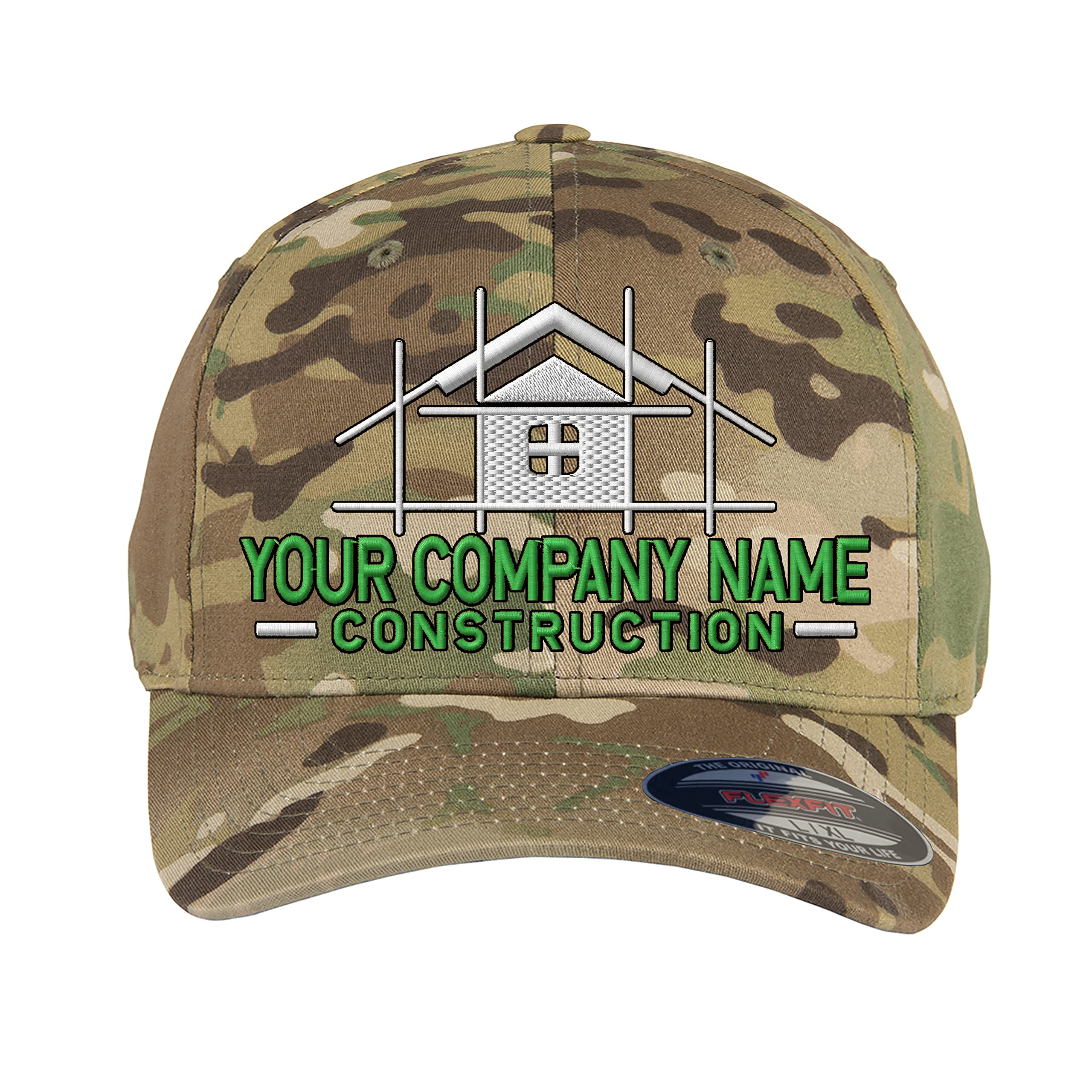 Custom Embroidered Construction Company Flexfit hat - Your Construction Company Logo Embroidered hat