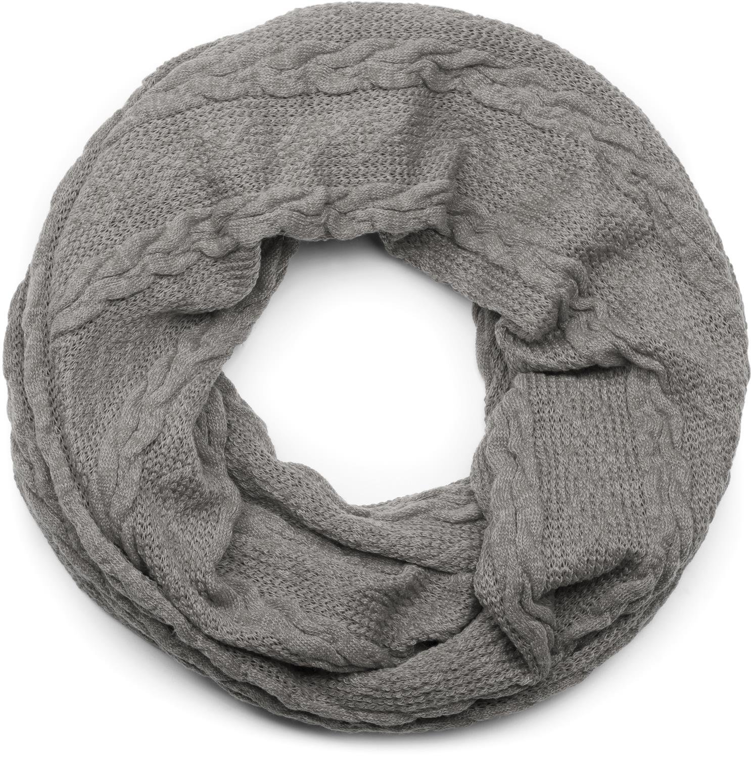 styleBREAKER fine-knit loop scarf with plait pattern, winter snood, knit scarf, unisex 01018151, Colour:Grey