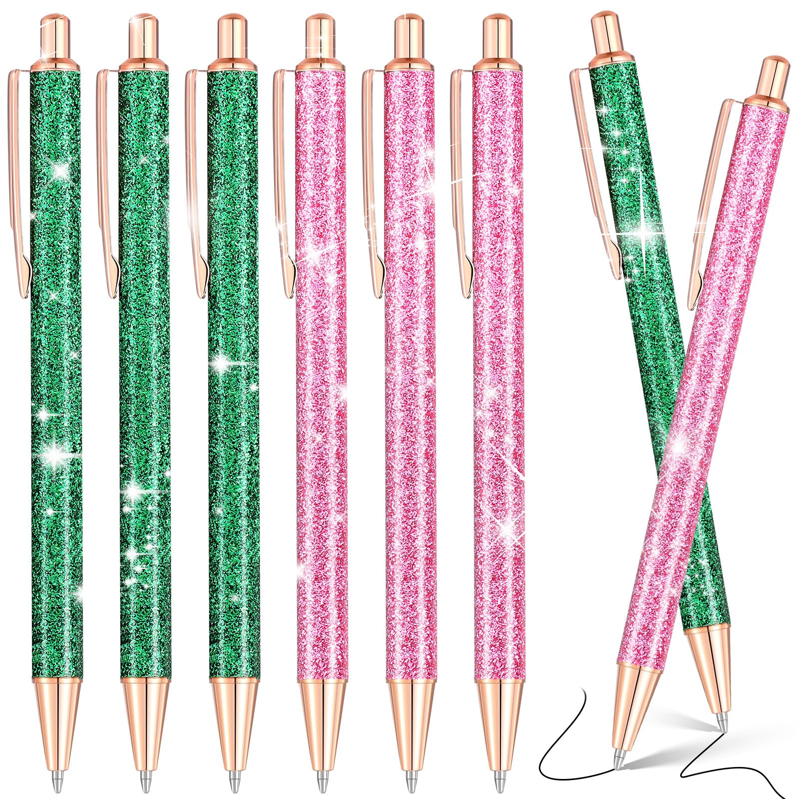 Sayglossy 8 Pcs Pink and Green Party Favors Halloween Pens Glitter Ballpoint Pens Princess and Witch Glitter Witch Theme Ballpoint for Party Supplies