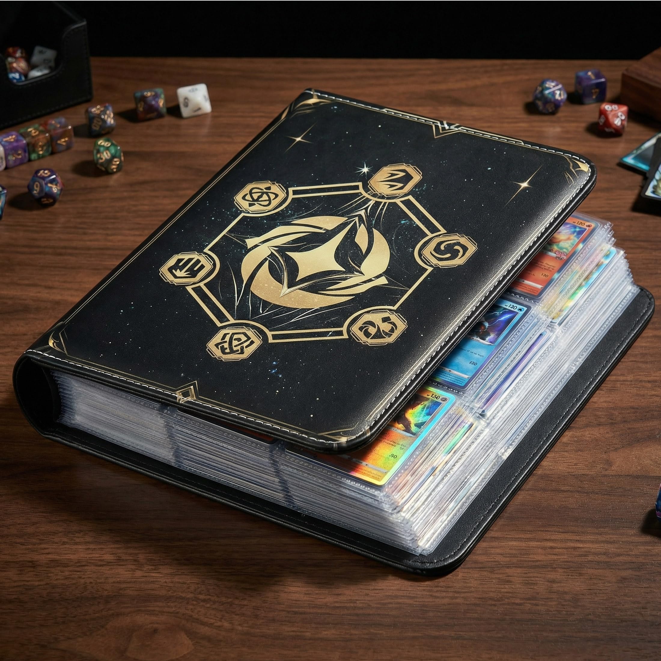 HBK Lorcana Classeur à 900 pochettes – Album à 3 anneaux en cuir synthétique imperméable avec 50 feuilles amovibles pour cartes de jeu standard