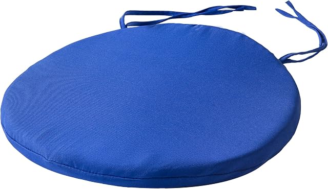 Round Bistro Circular Chair Cushion With Ties Seat Pads For Dining Chairs Kitchen Garden Italian Fabric Removable Cover Indoor Outdoor Seat Pad Cushions Living Room Patio Office Shop BLUE