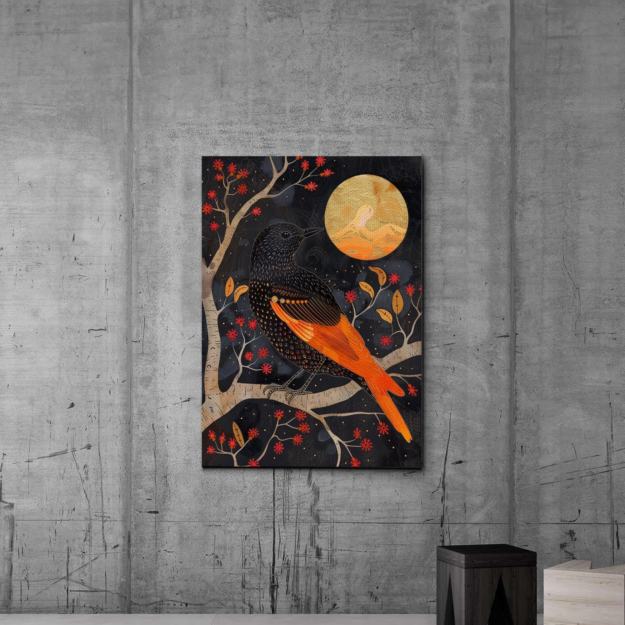Amazon.com: American Folk Art Bird Print, Bird Wall Art, Dark