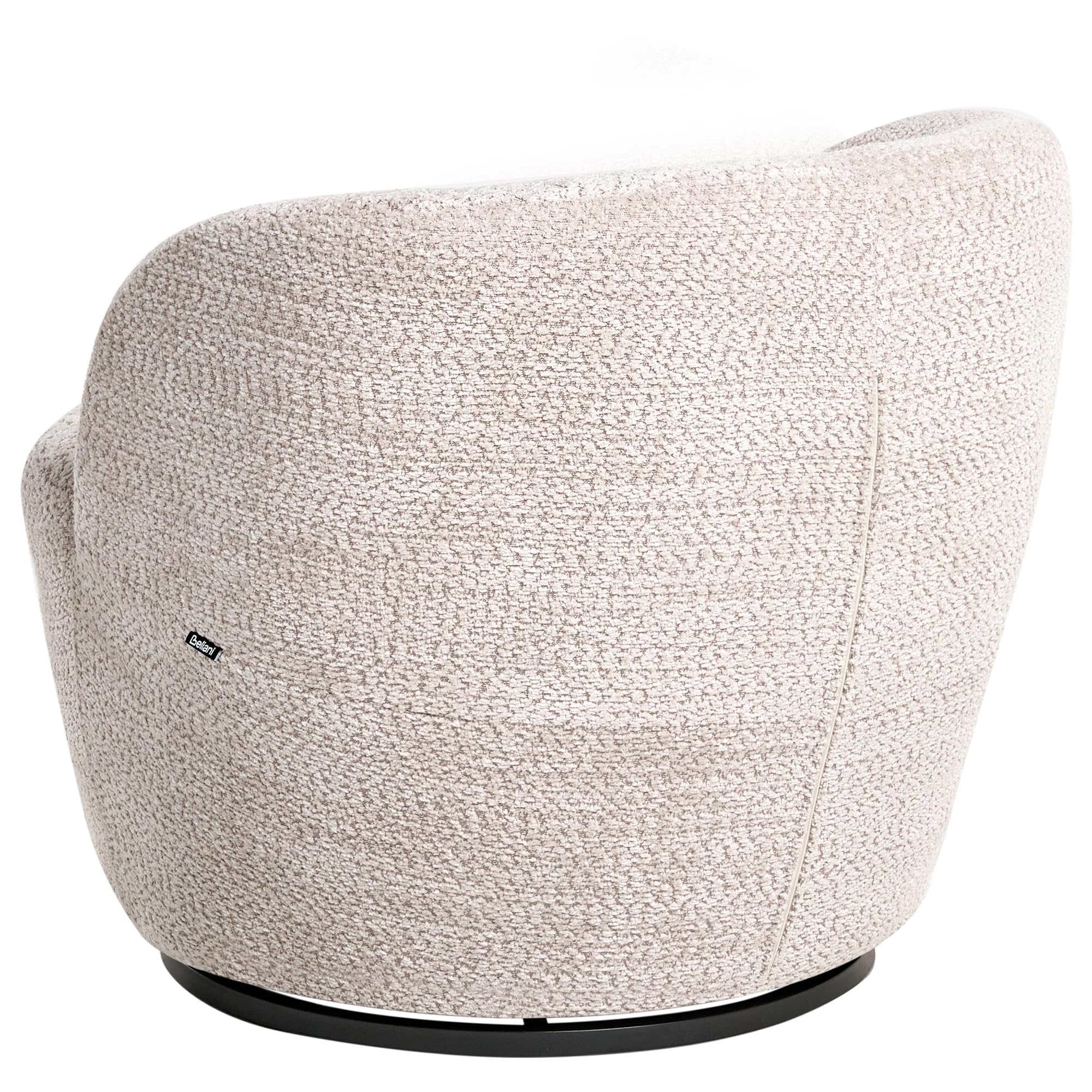 Beliani Sillón Giratorio Moderno con tapizado de Chenilla reposabrazos y Asiento Ancho salón Beige Kuolpa