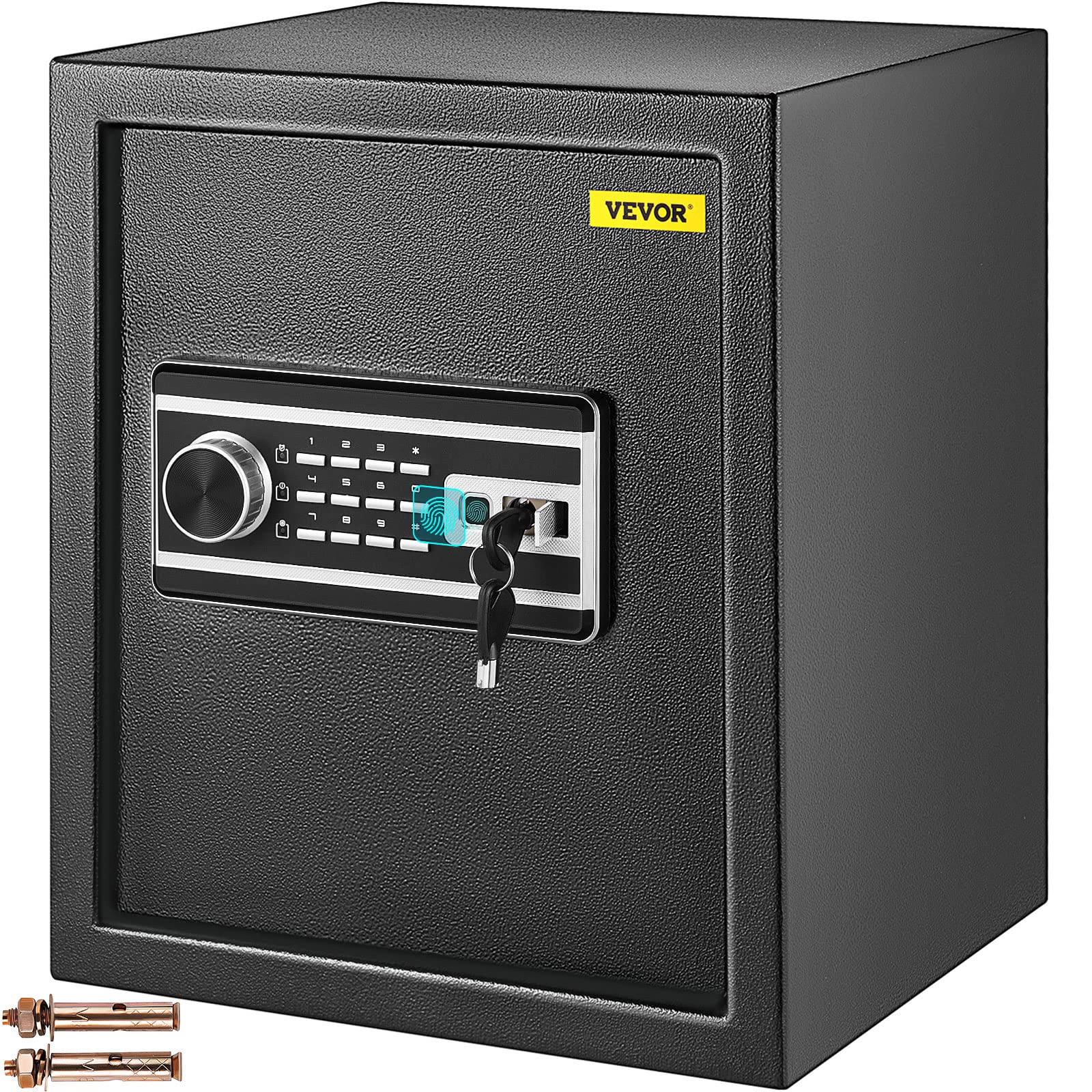 VEVOR Cassaforte con Sensore Impronte Digitali e Tastiera Digitale 35x30x40 cm, Cassetta di Sicurezza con Impronte Digitale Portata 15 kg, Cassetta di Sicurezza Portatile Adatto a Qualsiasi Ambiente